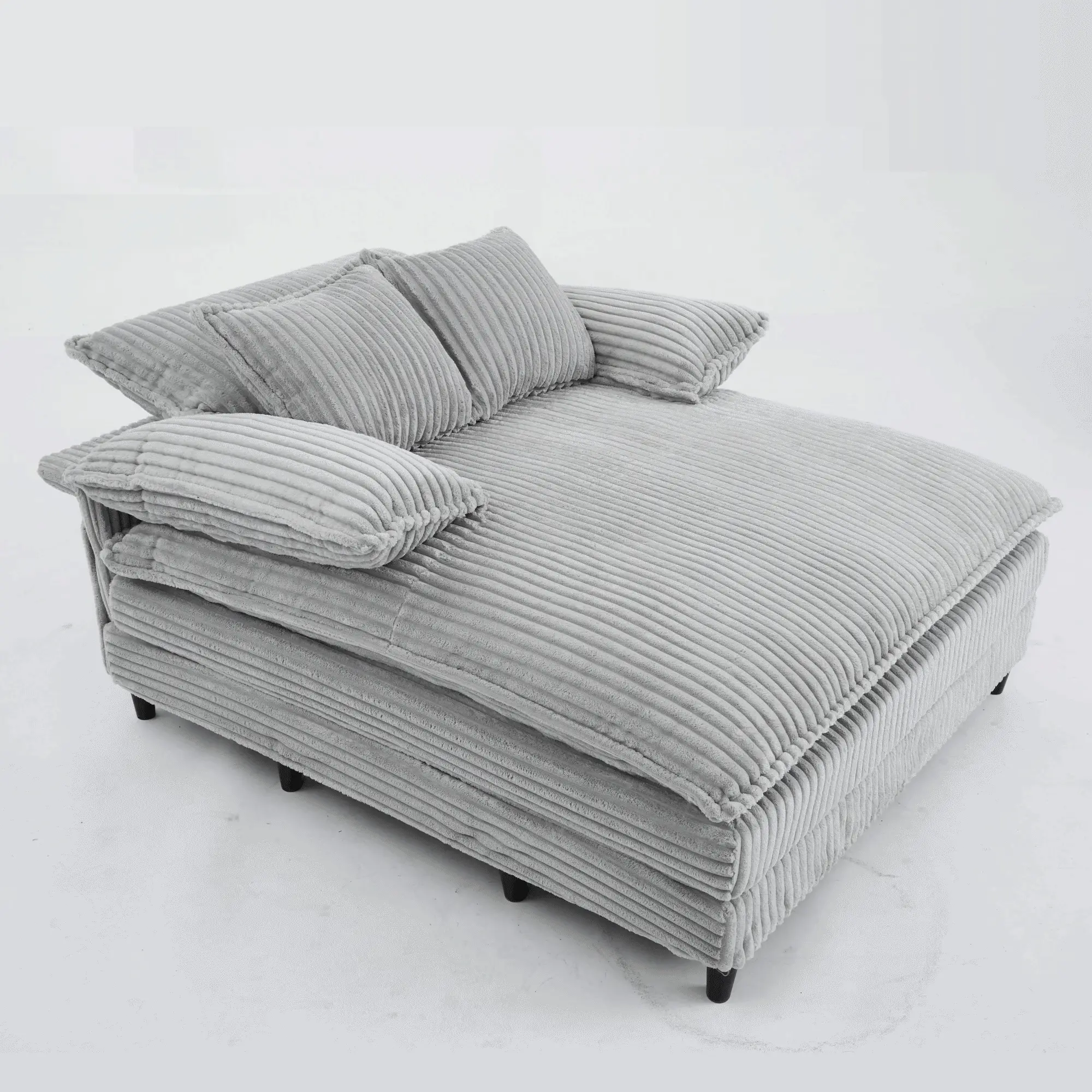 54.75" W Oversized Corduroy Chaise Lounge Chair - Image 3