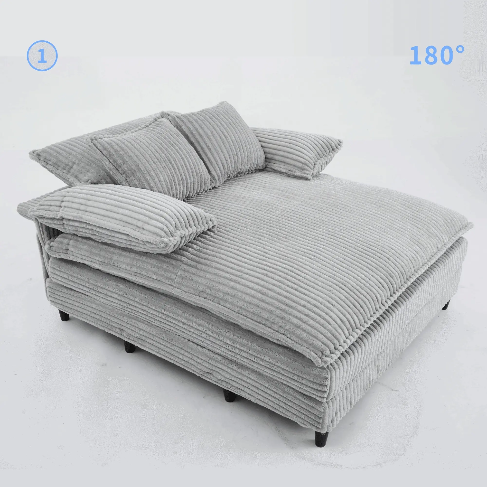 54.75" W Oversized Corduroy Chaise Lounge Chair - Image 6