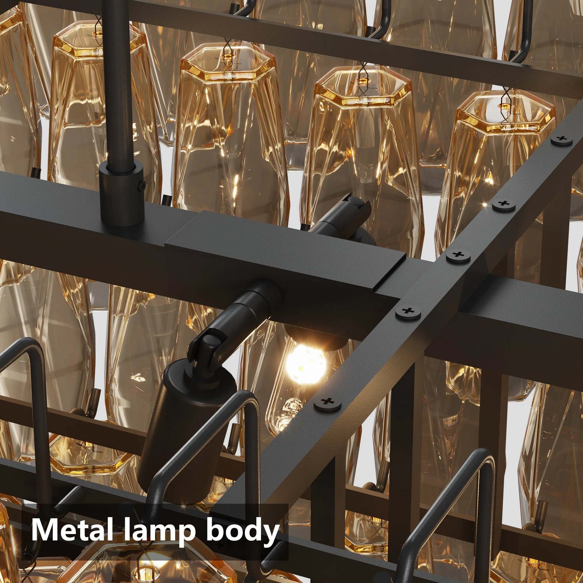 54' Black Rectangular Chandeliers for Dining Room, 12-Light 4 Tiered Large Smoke Glass Chandelier, Modern Kitchen Island Farmhouse Hanging Light Fixture for Living Room Foyer(Bulb not included) - Image 8