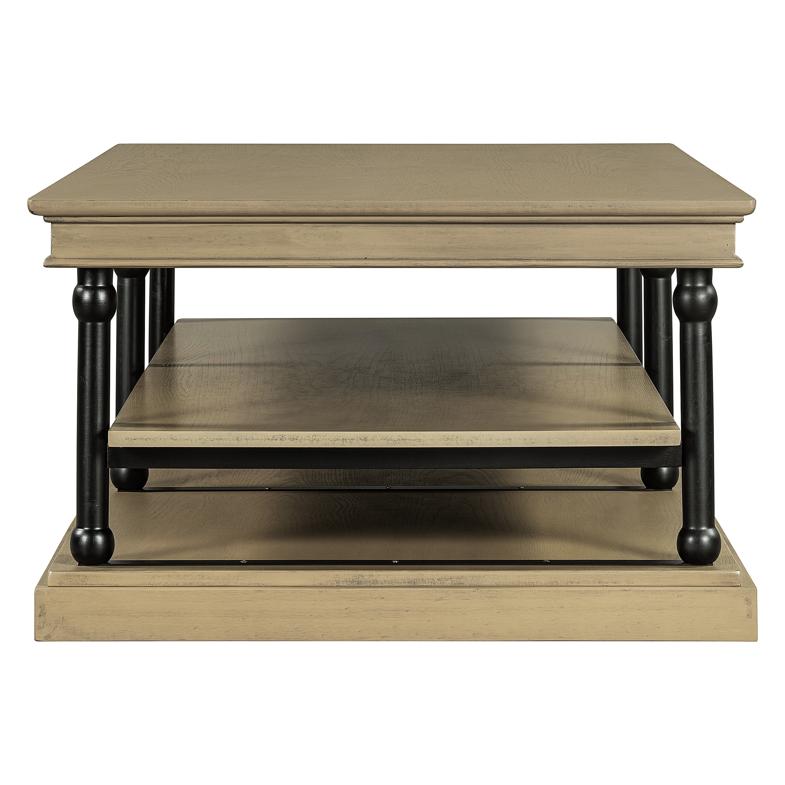 55.1' Wood Coffee Table with Black Legs and Open Storage Shelves - Image 6