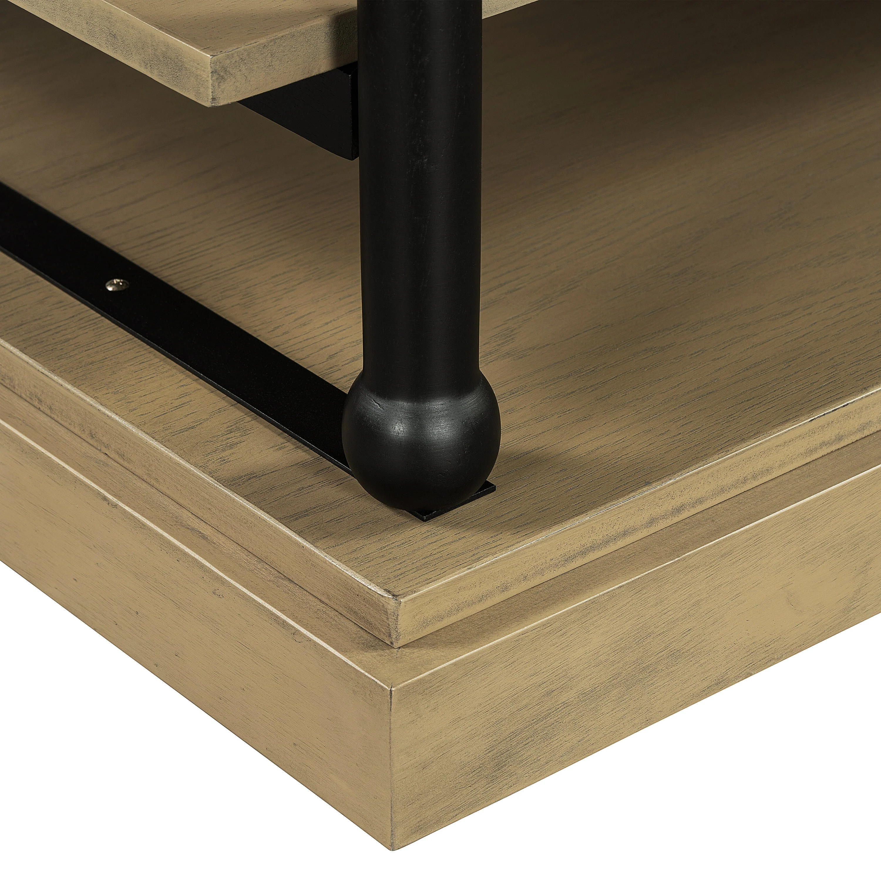 55.1' Wood Coffee Table with Black Legs and Open Storage Shelves - Image 8