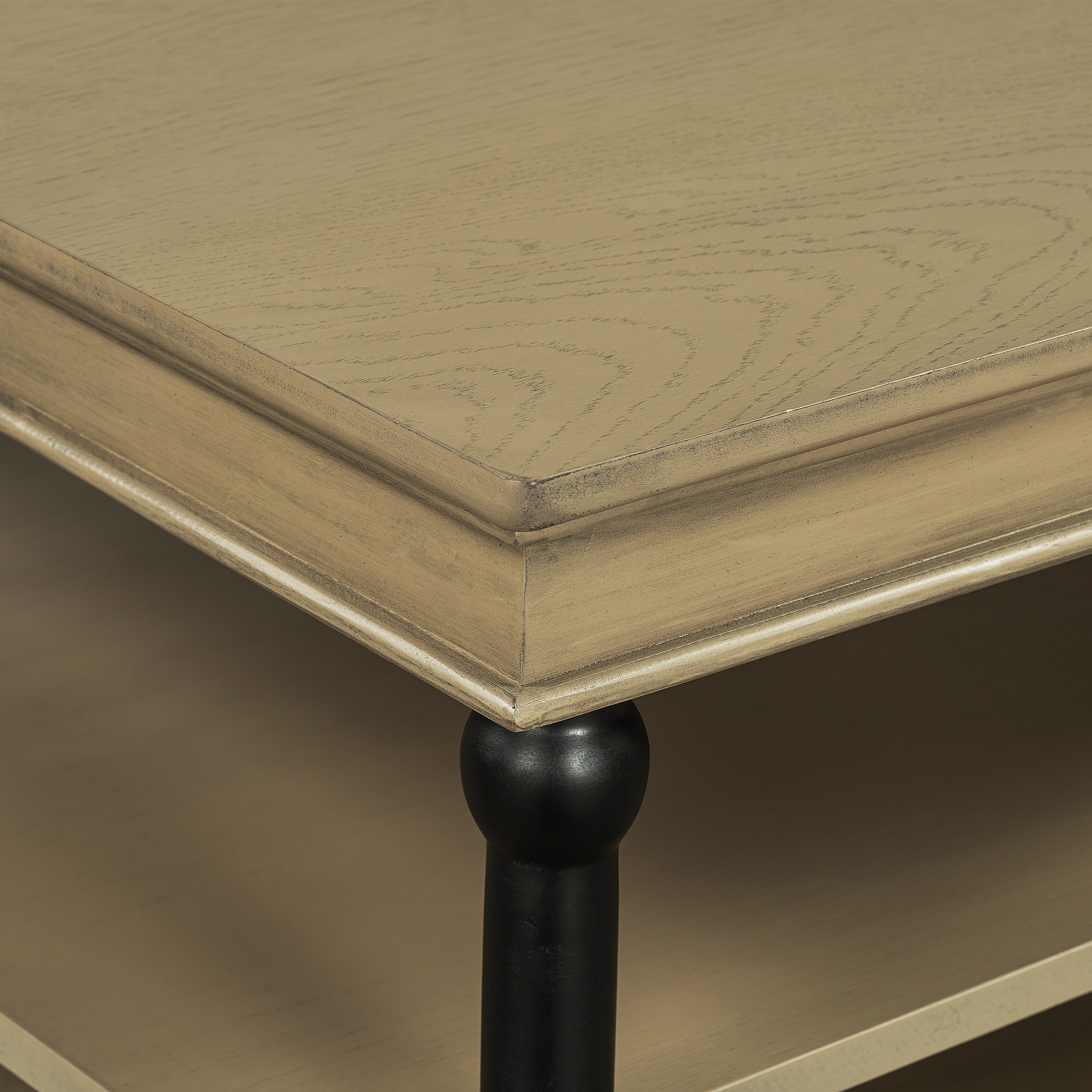 55.1' Wood Coffee Table with Black Legs and Open Storage Shelves - Image 9