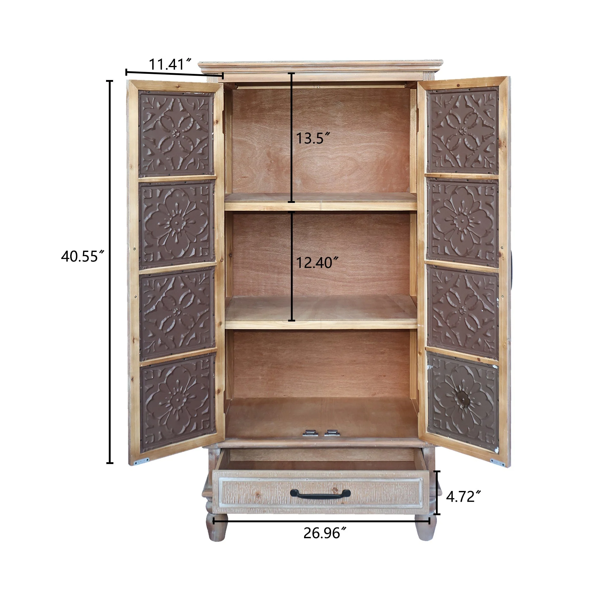 55.12" Tall Tower Storage Cabinet - Rustic Fir Wood Pantry - Image 7