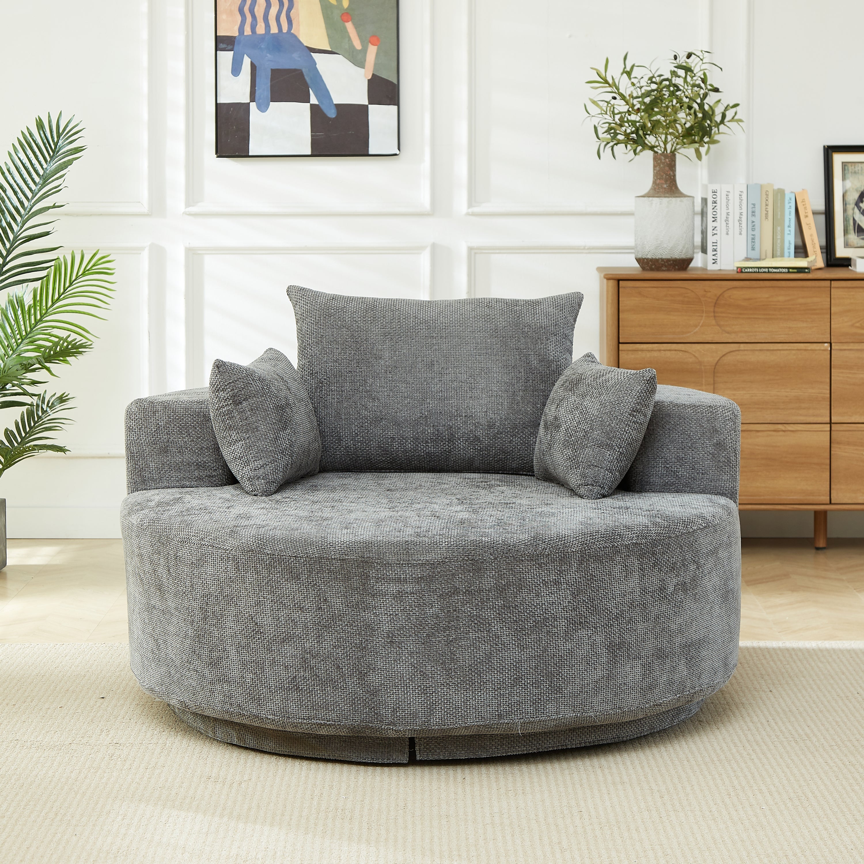 55'' Chenille Foam Single Swivel Chair - Image 5