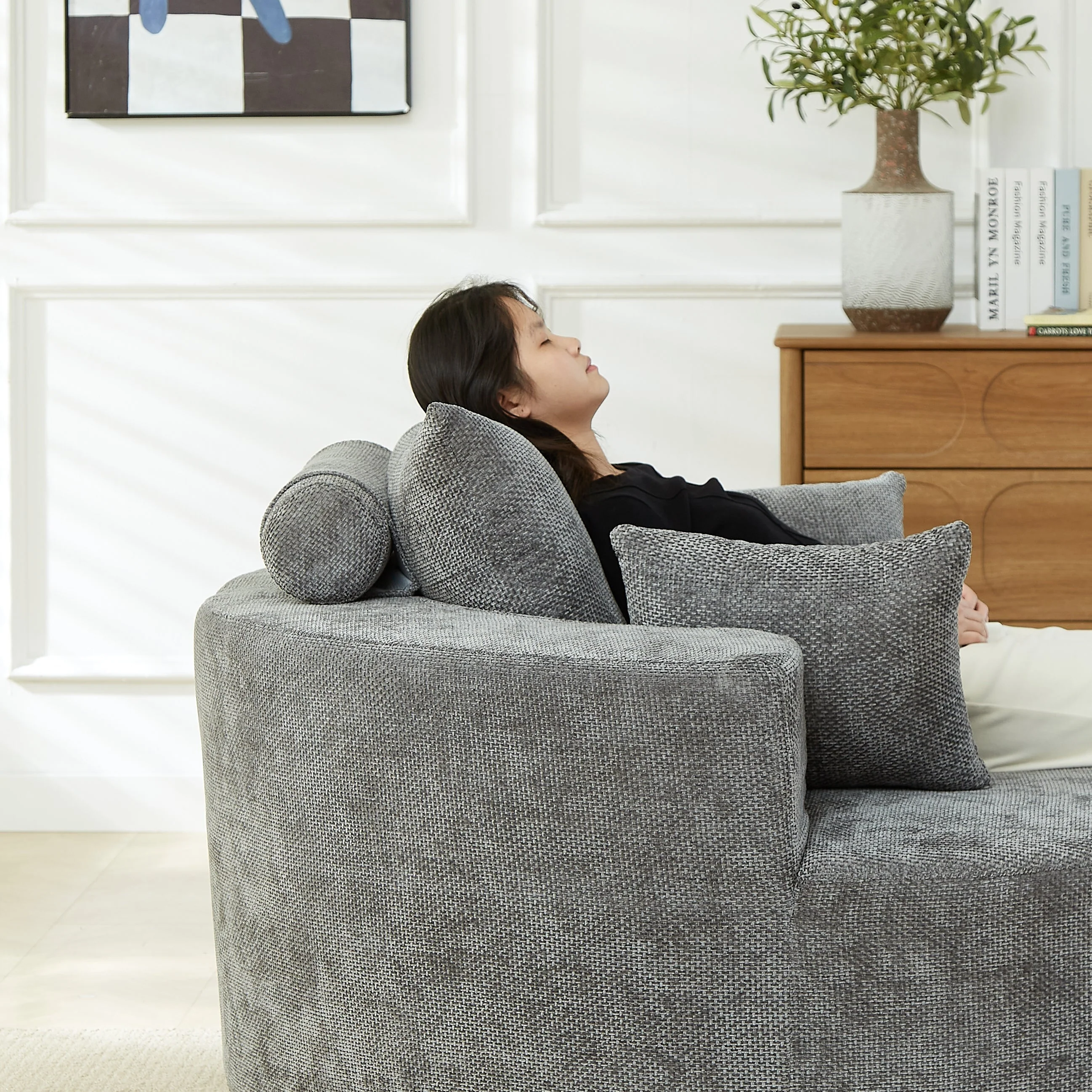 55'' Chenille Foam Single Swivel Chair - Image 7