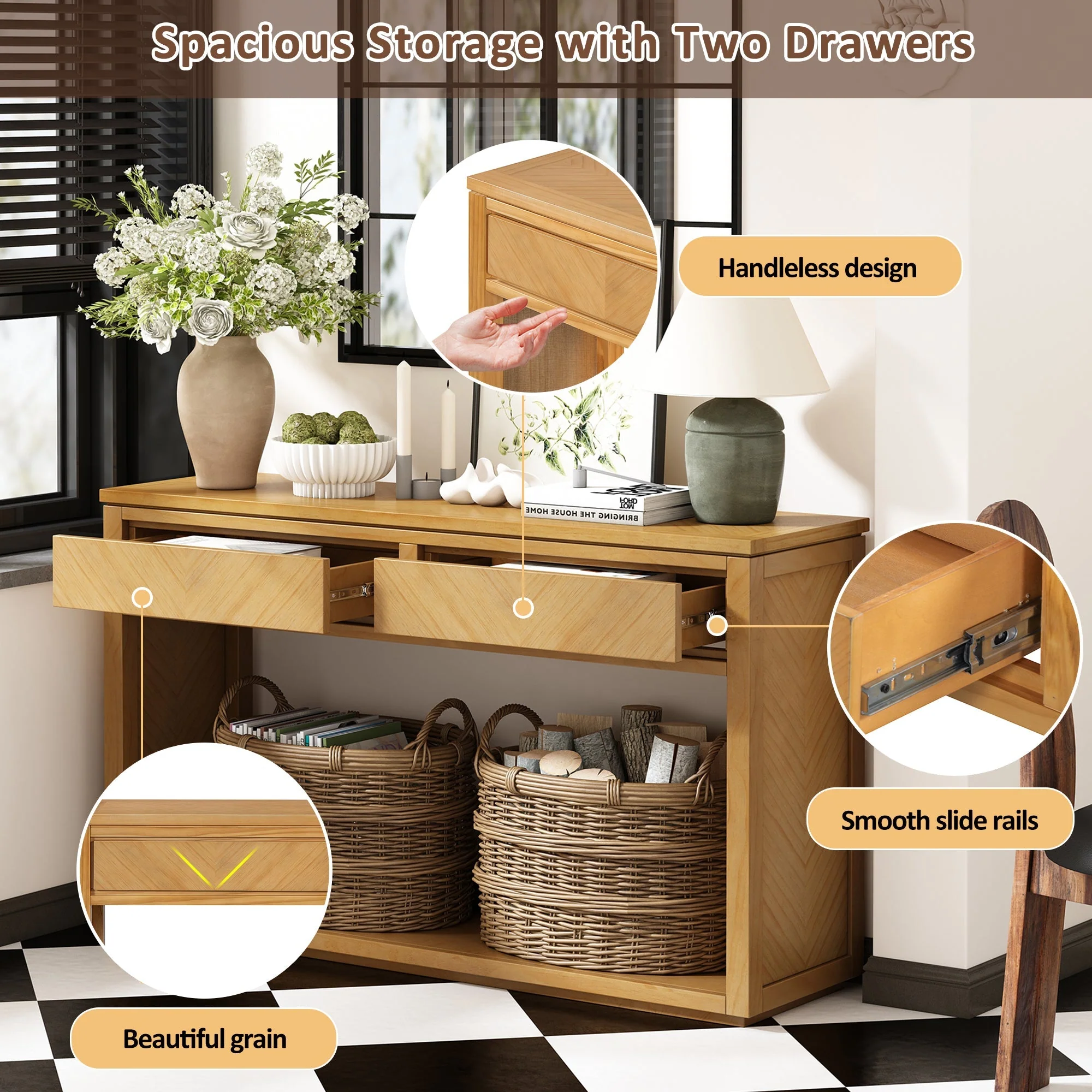 55' Console Table Natural - Image 5