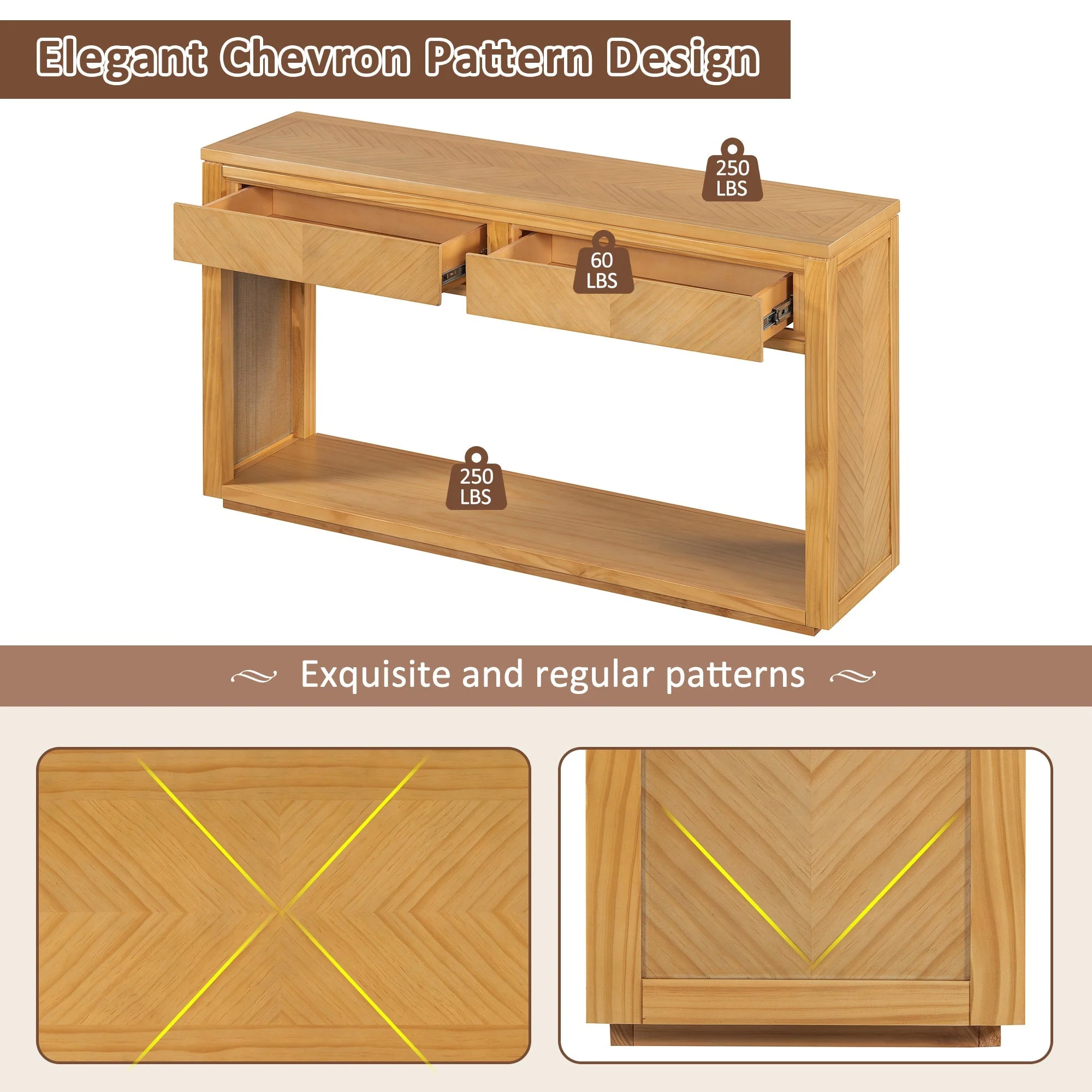 55' Console Table Natural - Image 6