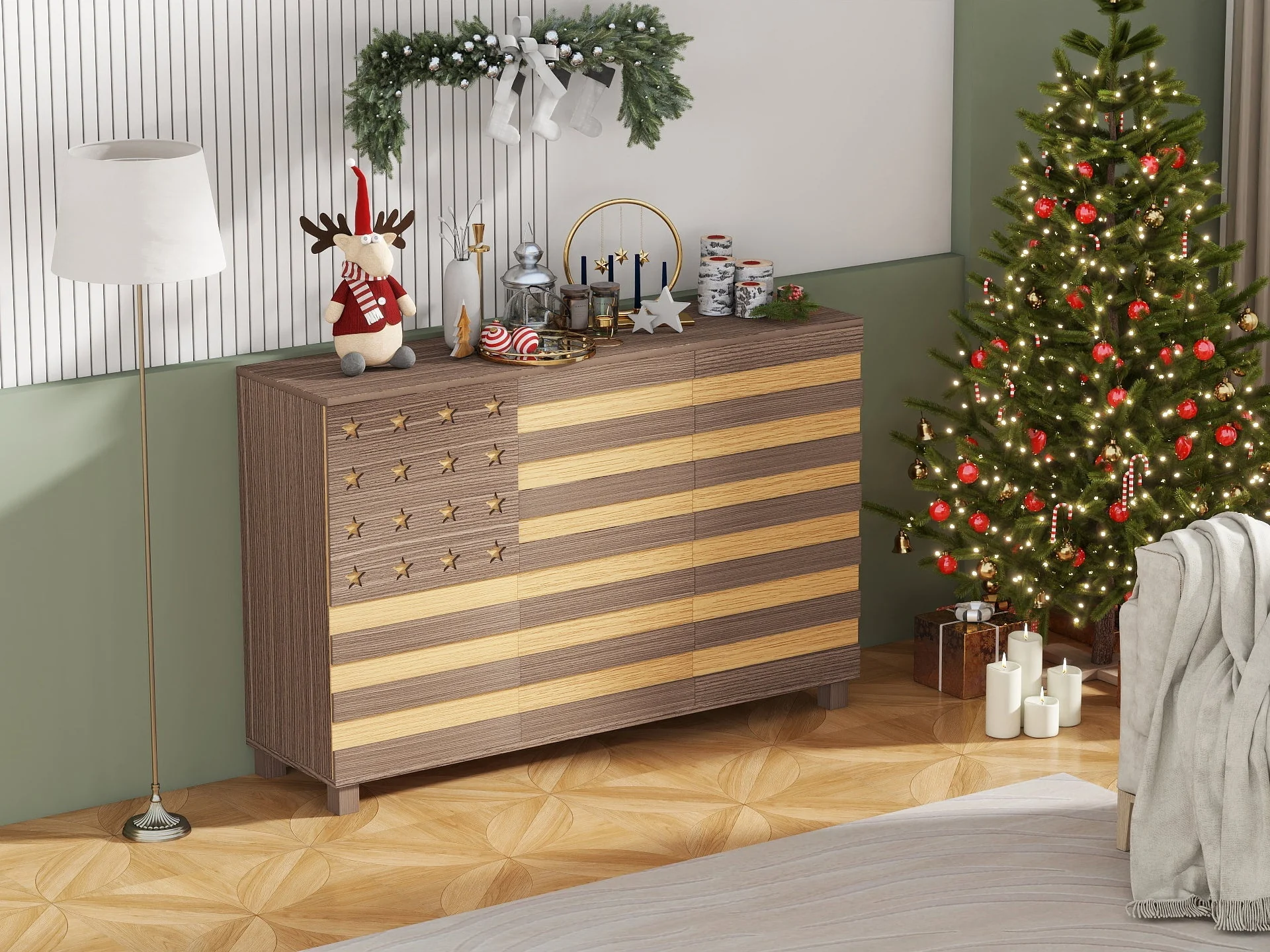 55-Inch Hand-Carved Buffet Sideboard Cabinet - Image 10
