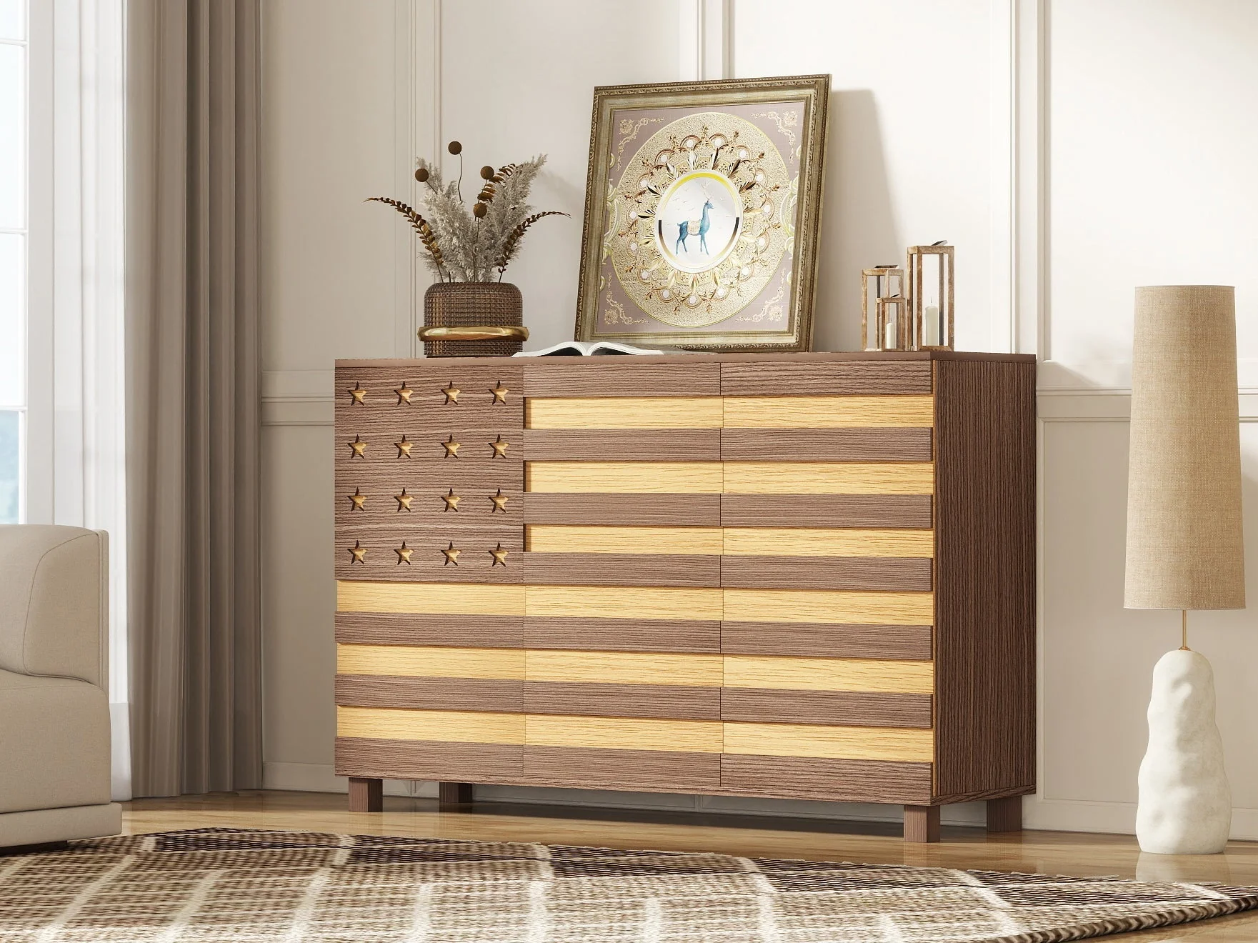 55-Inch Hand-Carved Buffet Sideboard Cabinet - Image 11