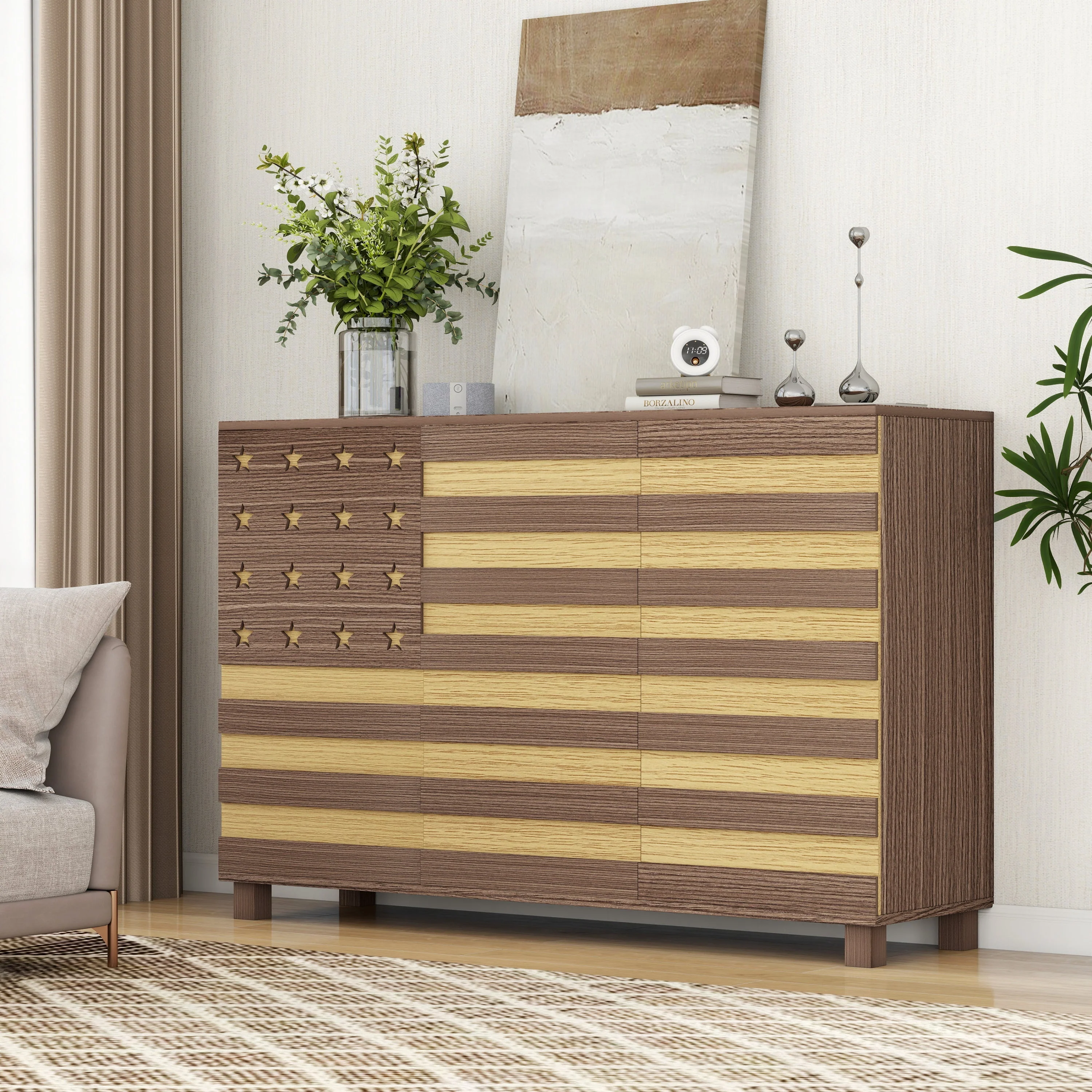 55-Inch Hand-Carved Buffet Sideboard Cabinet - Image 2