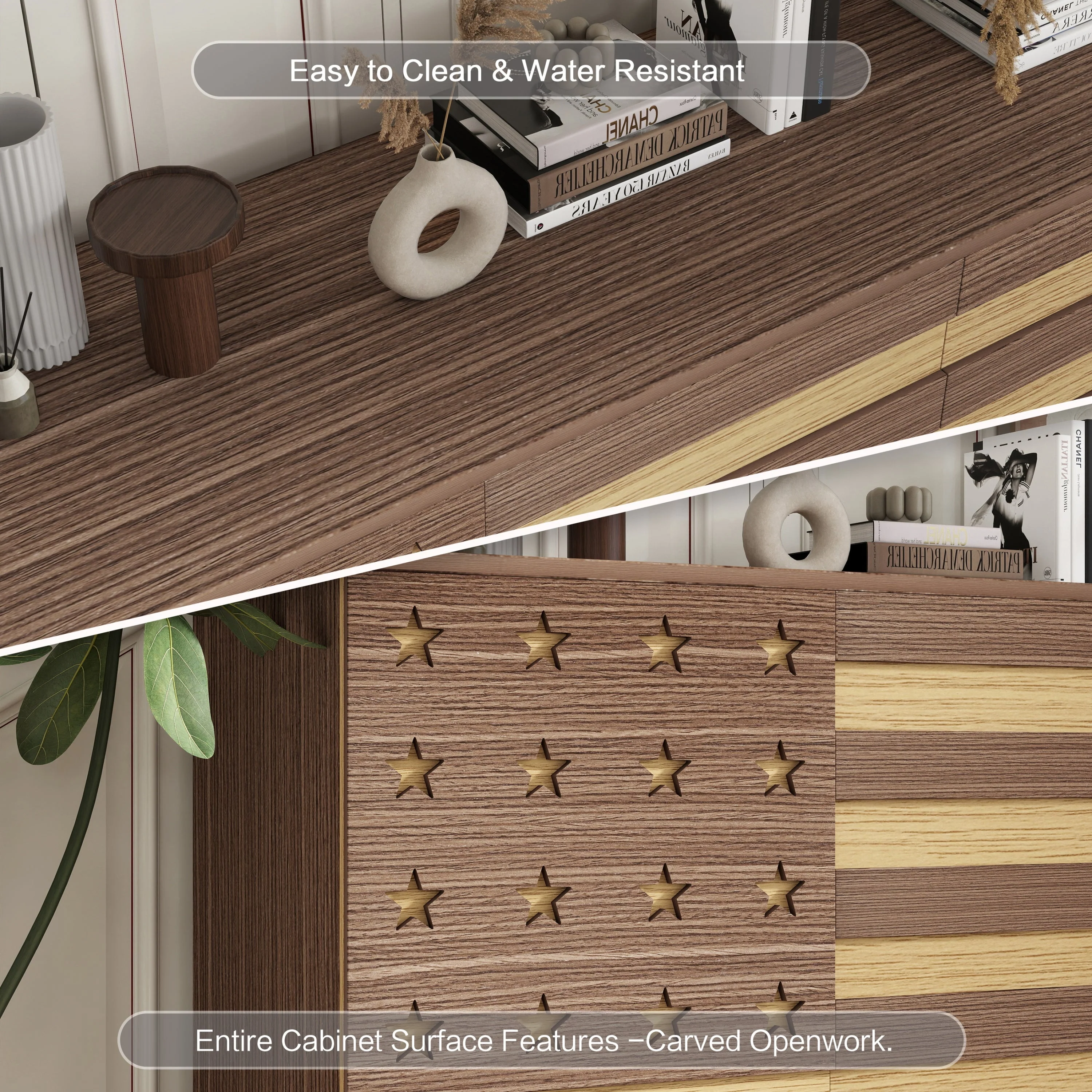 55-Inch Hand-Carved Buffet Sideboard Cabinet - Image 4