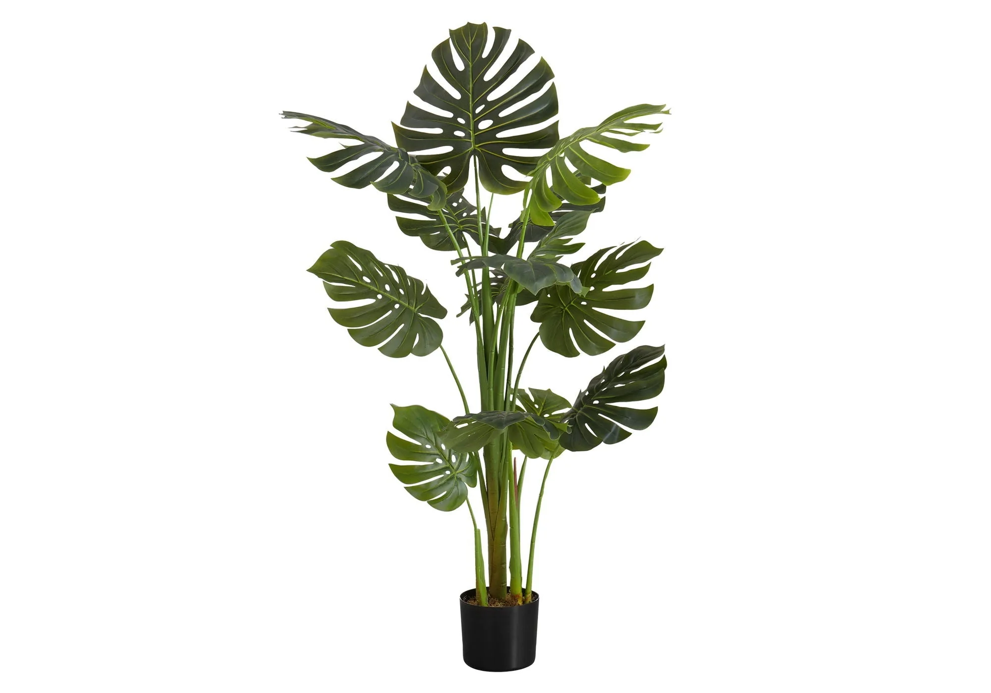55" Tall, Artificial Plant, Monstera Tree, Indoor, Faux, Fake, Floor, Greenery, Potted, Real Touch, Decorative - Green / Black - Image 2