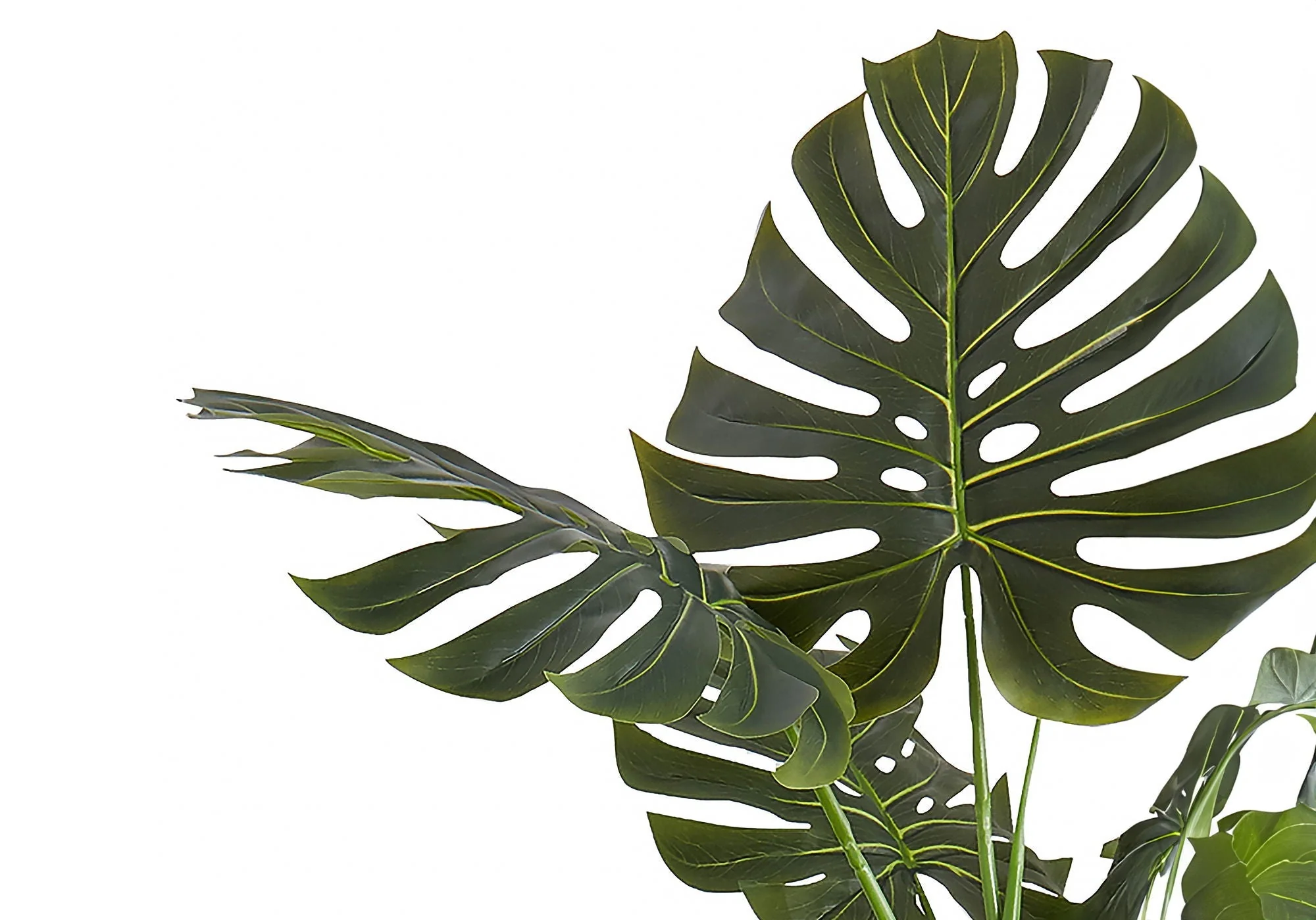 55" Tall, Artificial Plant, Monstera Tree, Indoor, Faux, Fake, Floor, Greenery, Potted, Real Touch, Decorative - Green / Black - Image 3