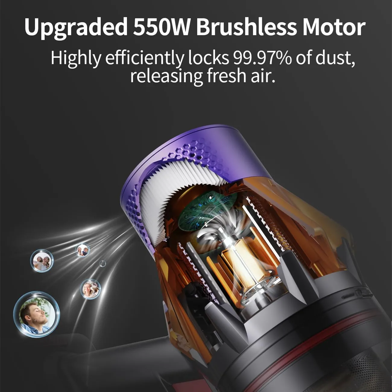 550W Cordless Vacuum Cleaner 45000Pa Powerful Brushless Motor Handheld Home - Image 5