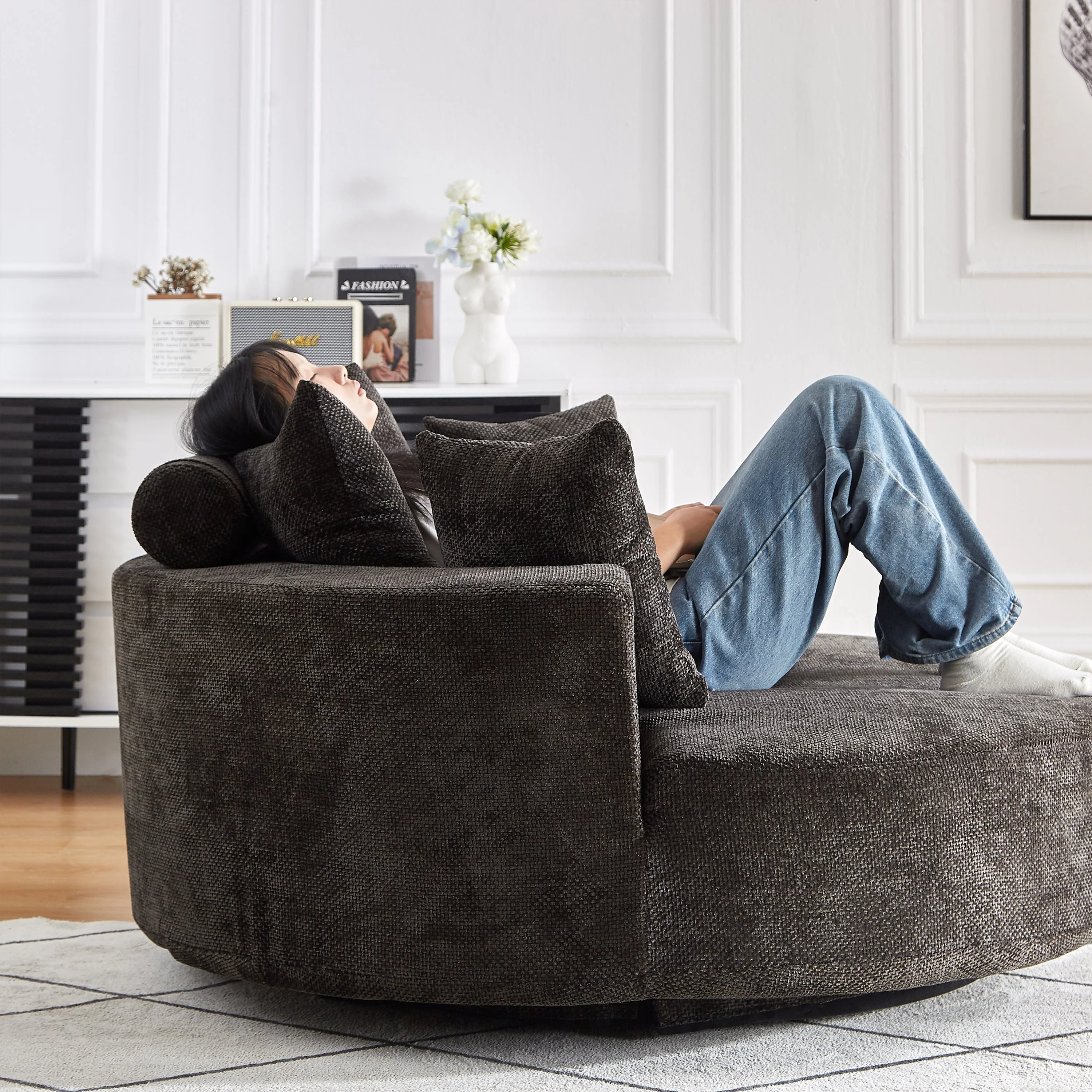 55''L Chenille Foam Single Swivel Chair - Image 11