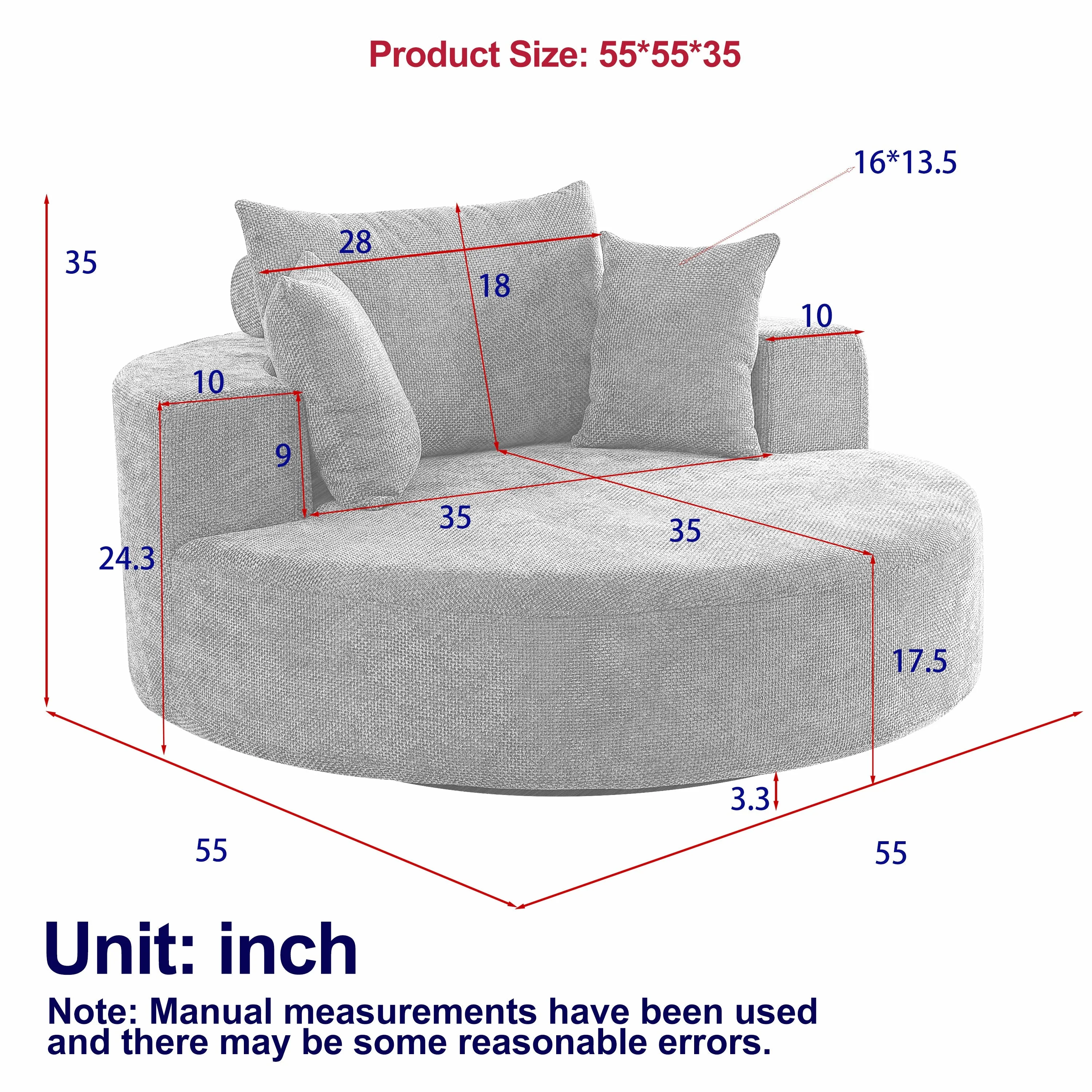 55''L Chenille Foam Single Swivel Chair - Image 19
