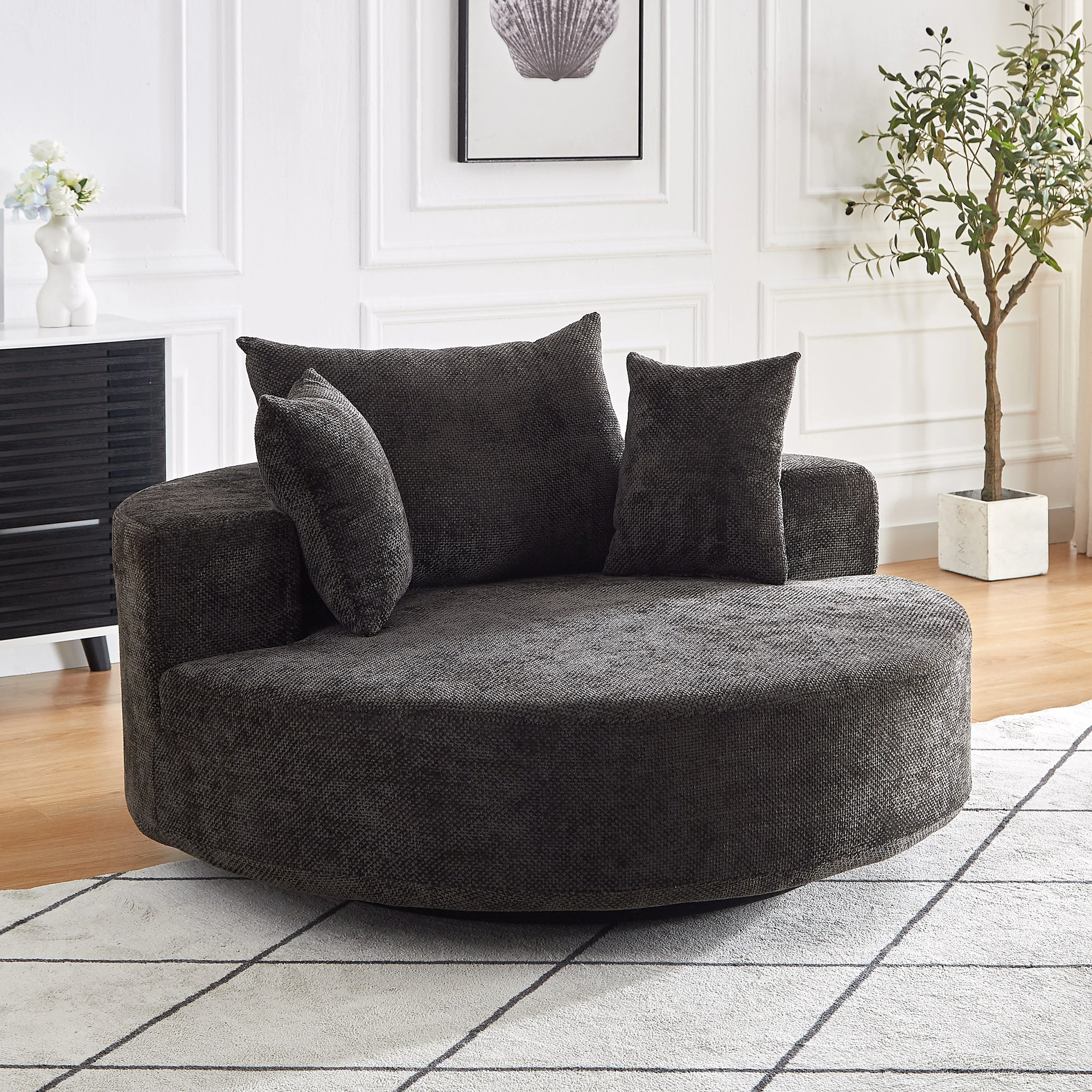 55''L Chenille Foam Single Swivel Chair - Image 8