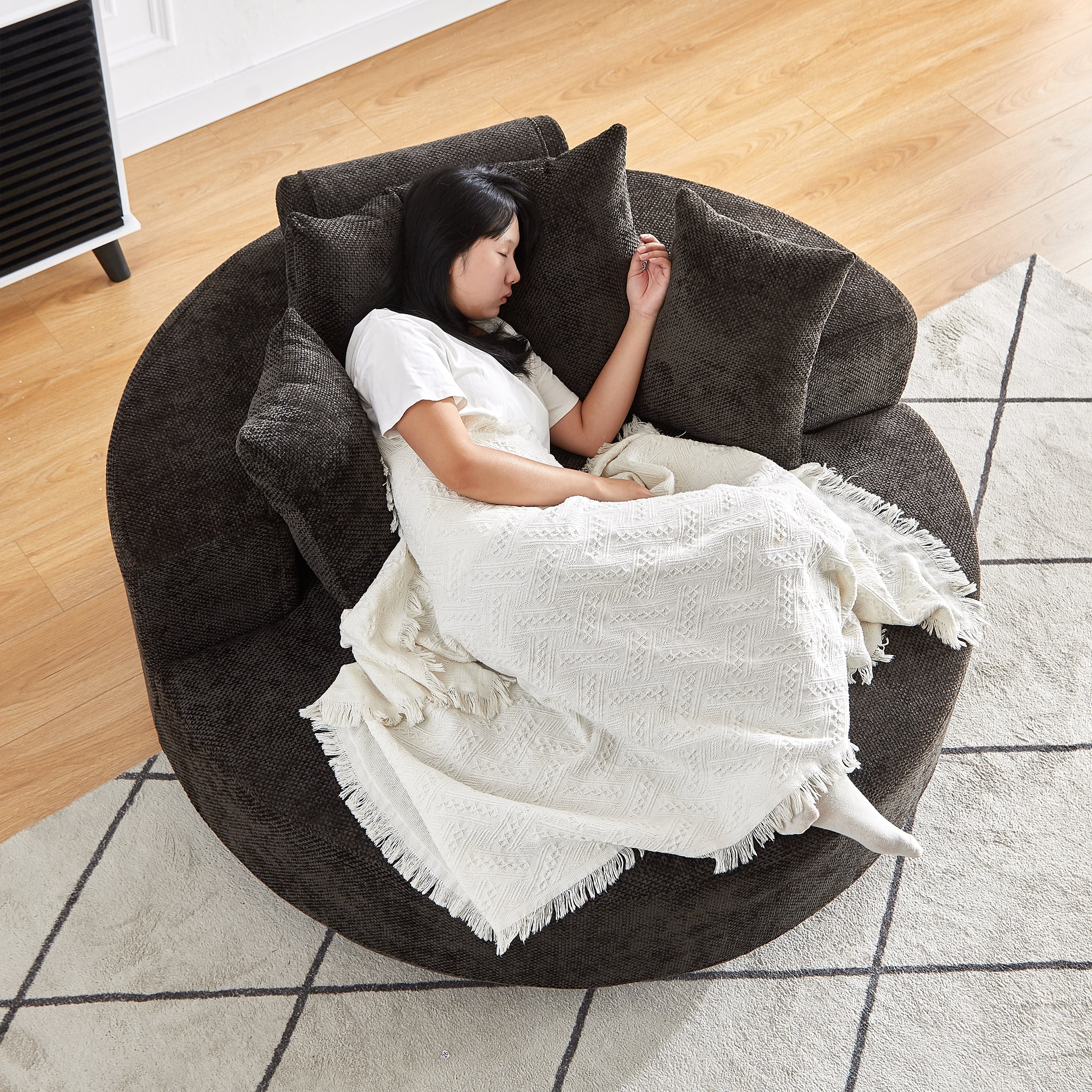 55''L Chenille Foam Single Swivel Chair - Image 9