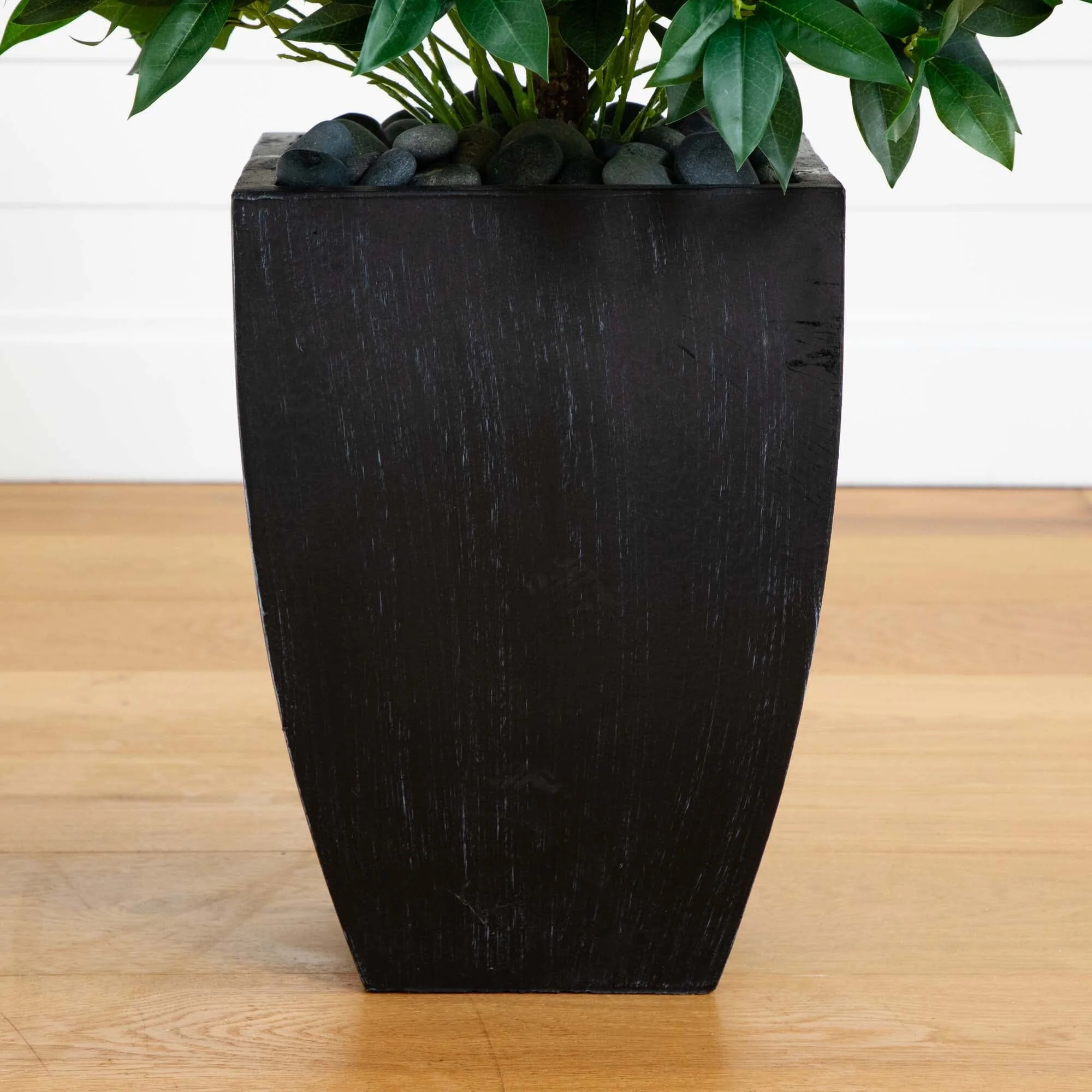56” Bay Leaf Cone Topiary Artificial Tree UV Resistant in Black Planter (Indoor/Outdoor) - Image 4
