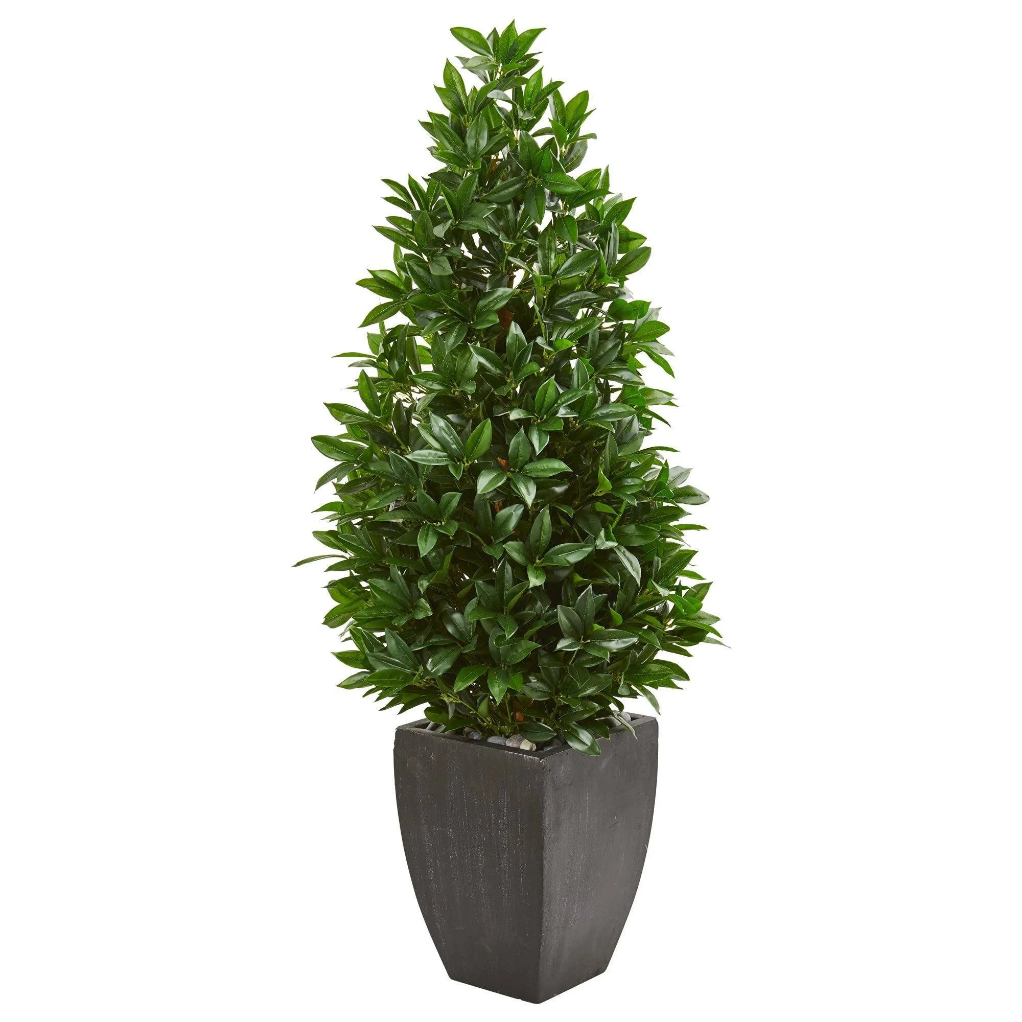 56” Bay Leaf Cone Topiary Artificial Tree UV Resistant in Black Planter (Indoor/Outdoor) - Image 5