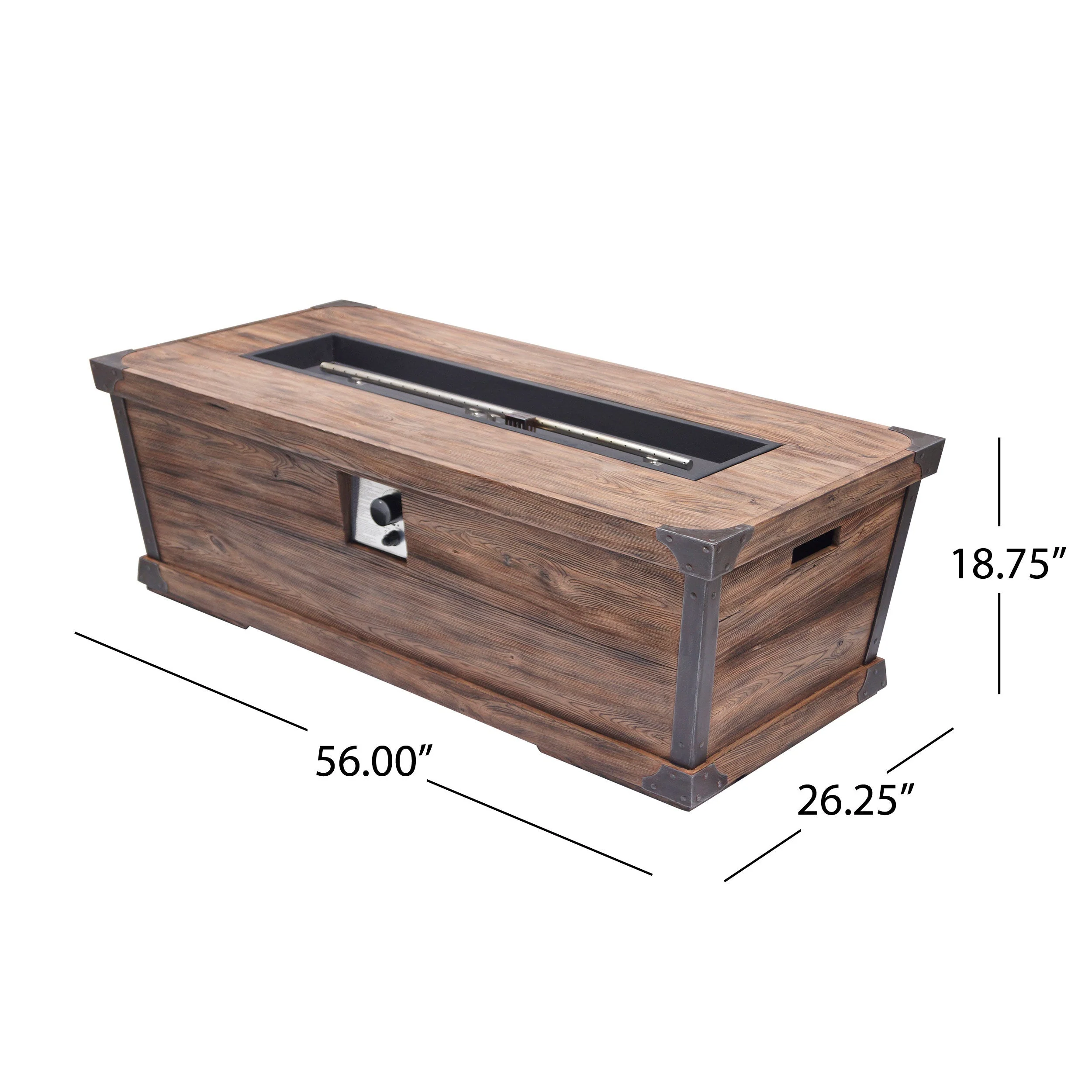 56" Outdoor Patio Rectangle Gas Burning MgO Fire Pit - Image 3