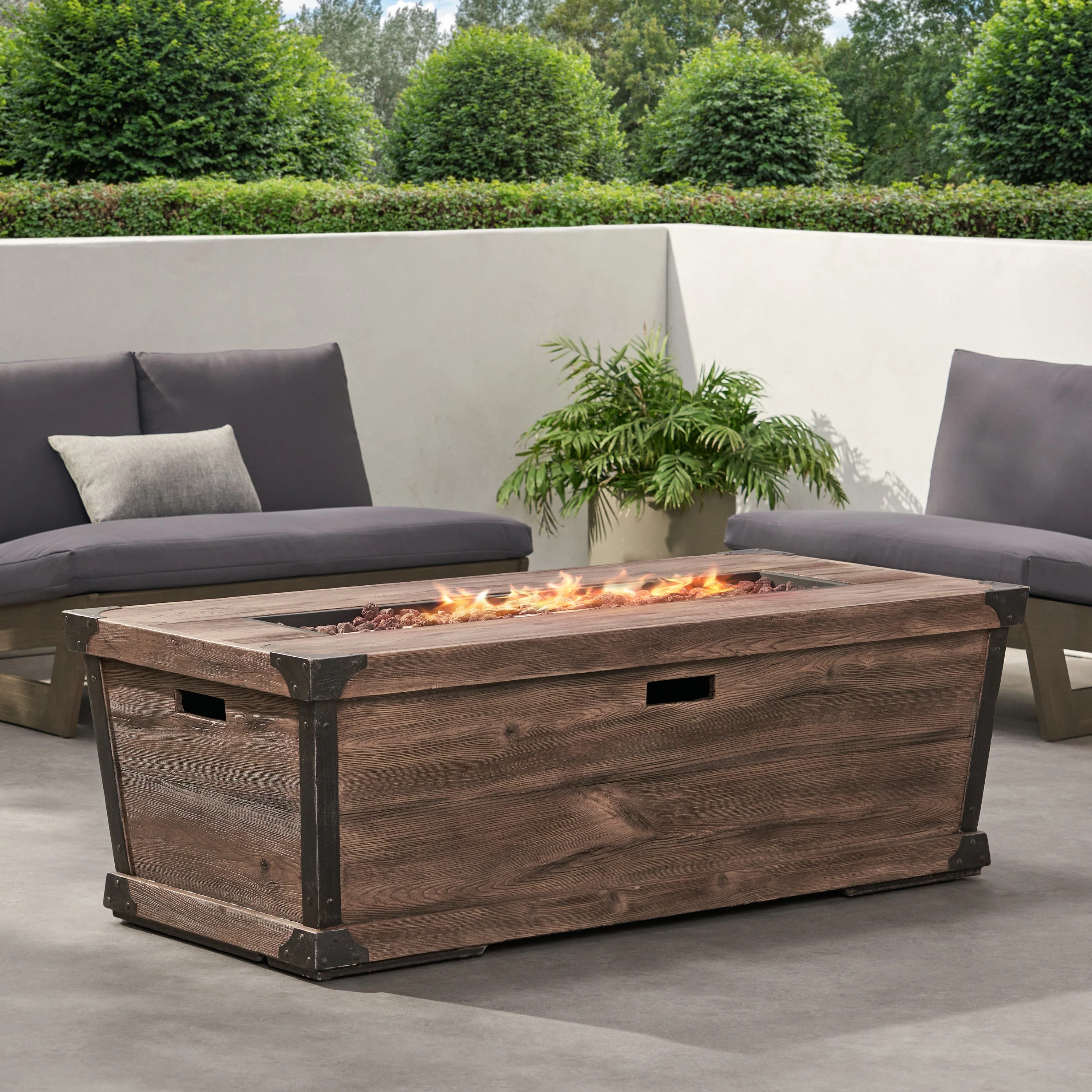 56" Outdoor Patio Rectangle Gas Burning MgO Fire Pit - Image 8