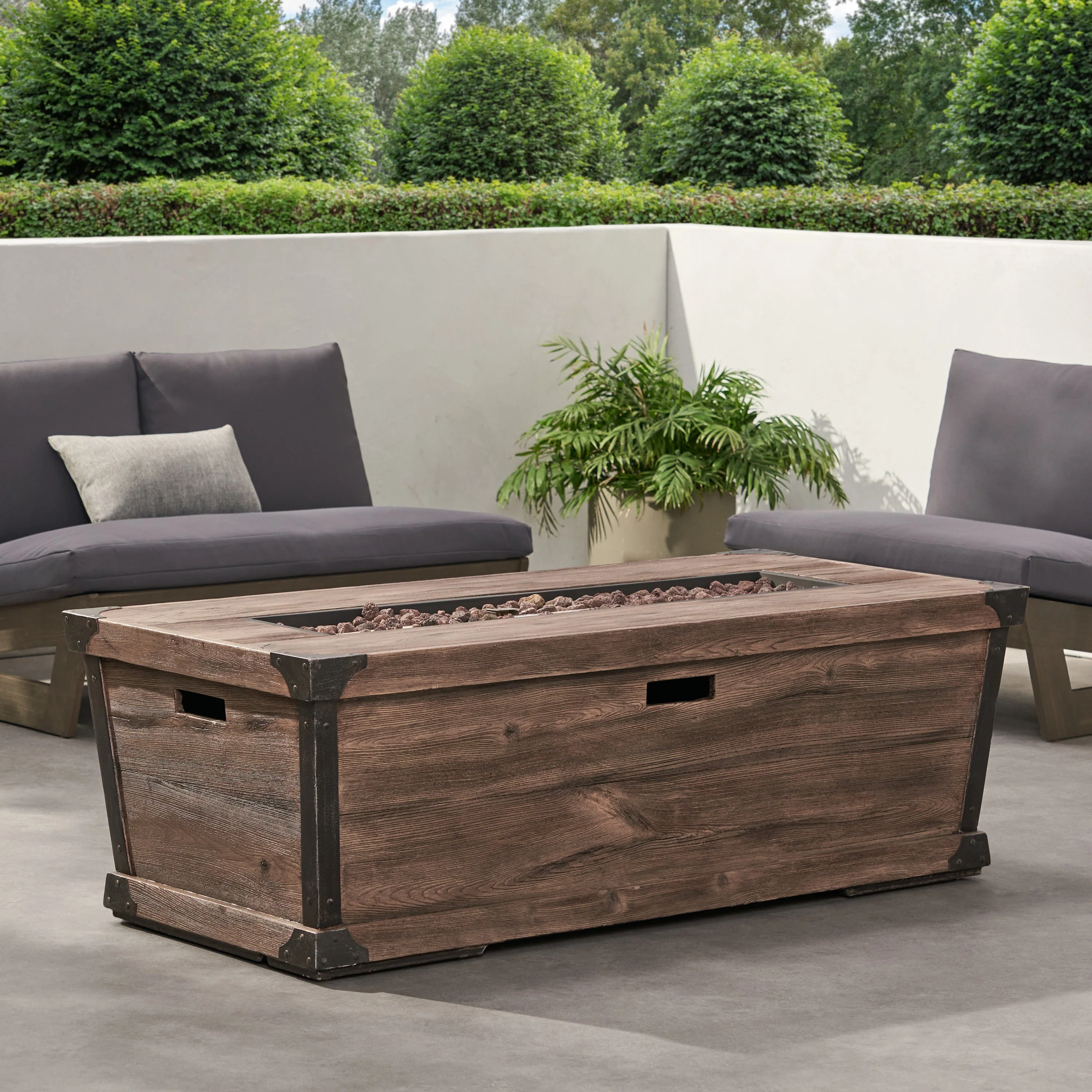 56" Outdoor Patio Rectangle Gas Burning MgO Fire Pit - Image 9