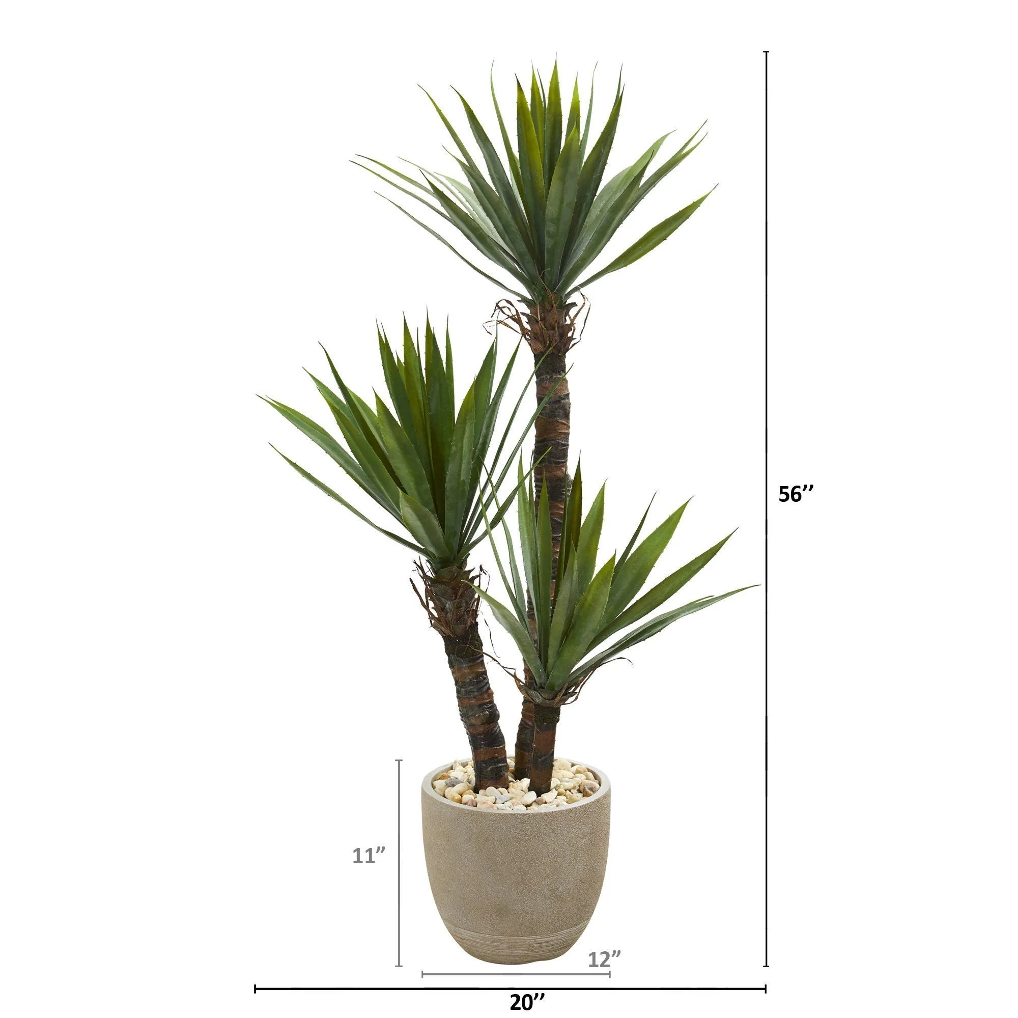 56” Yucca Artificial Tree in Sandstone Planter - Image 2