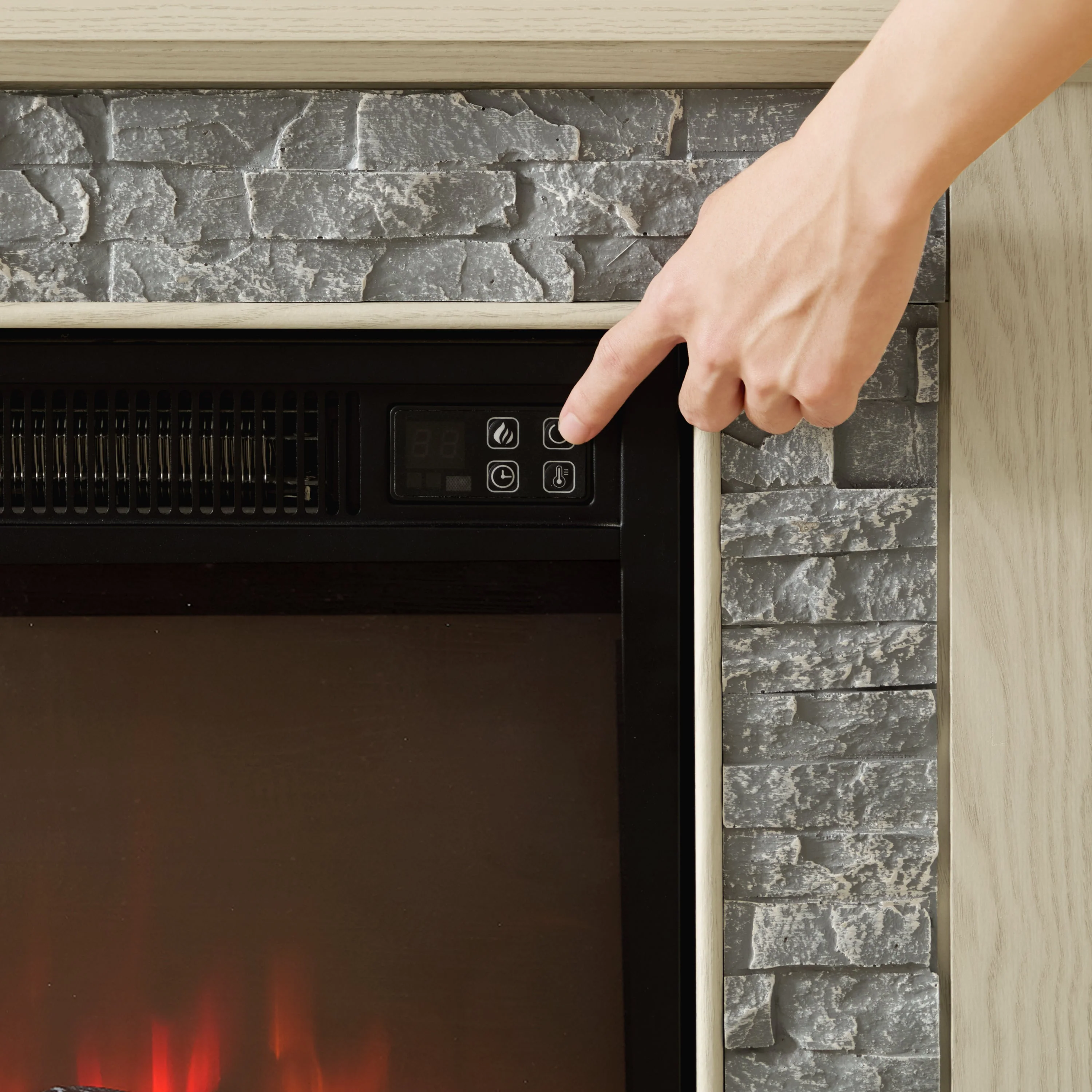 58" Modern TV Stand with Electric Fireplace and Storage - Image 12