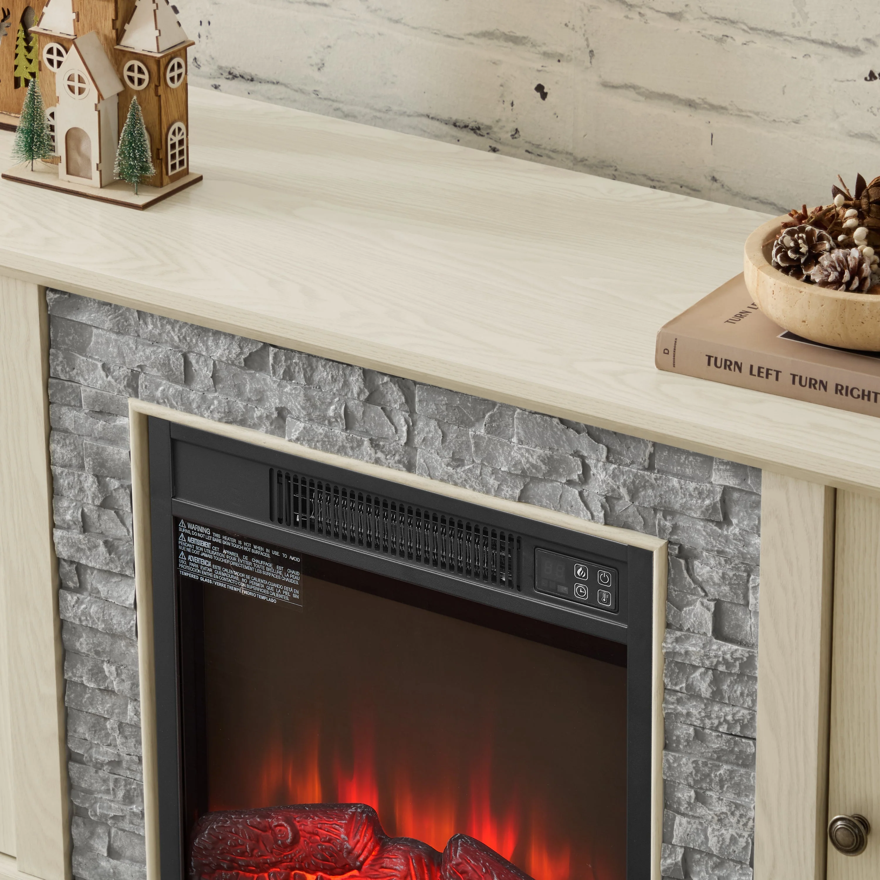 58" Modern TV Stand with Electric Fireplace and Storage - Image 14