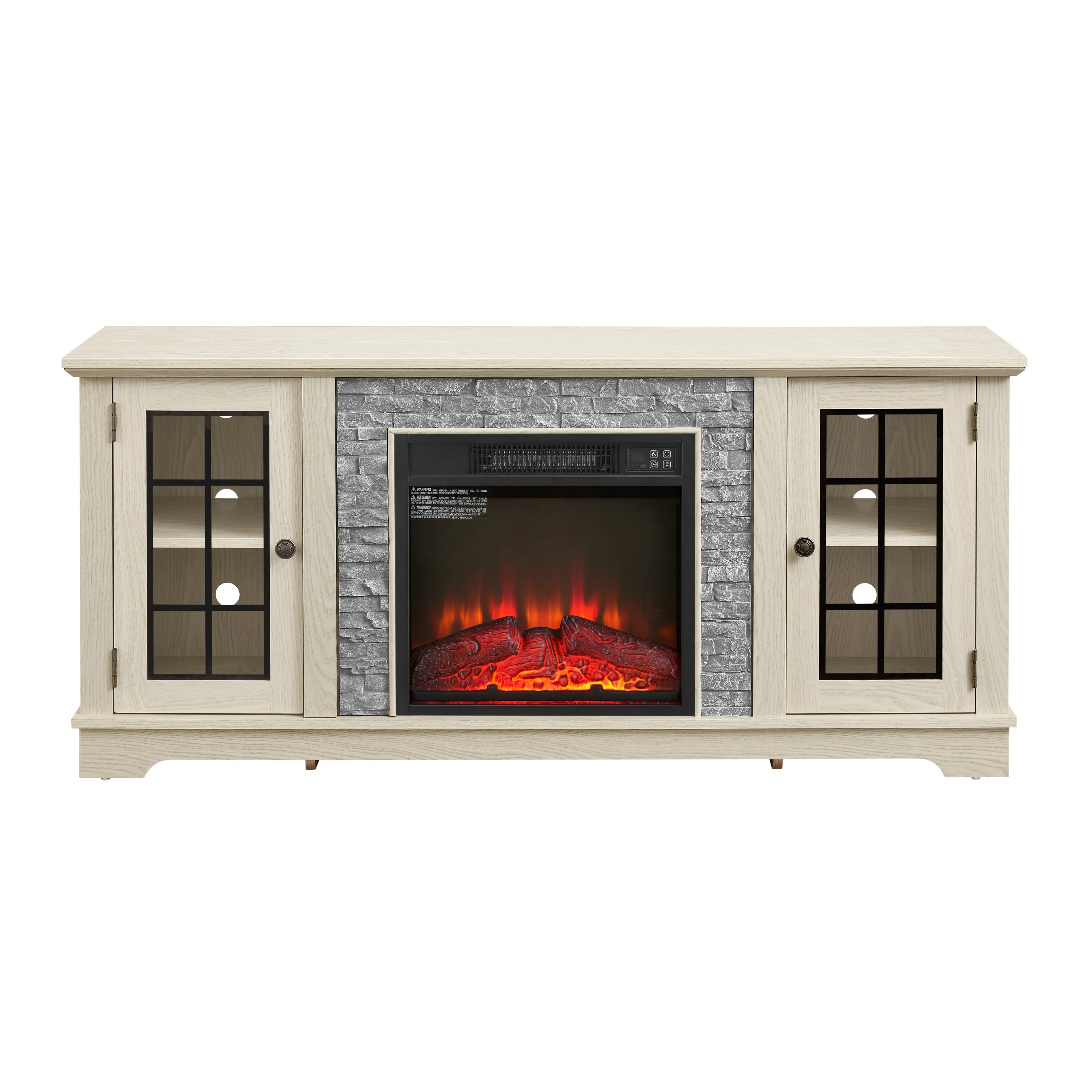 58" Modern TV Stand with Electric Fireplace and Storage - Image 16