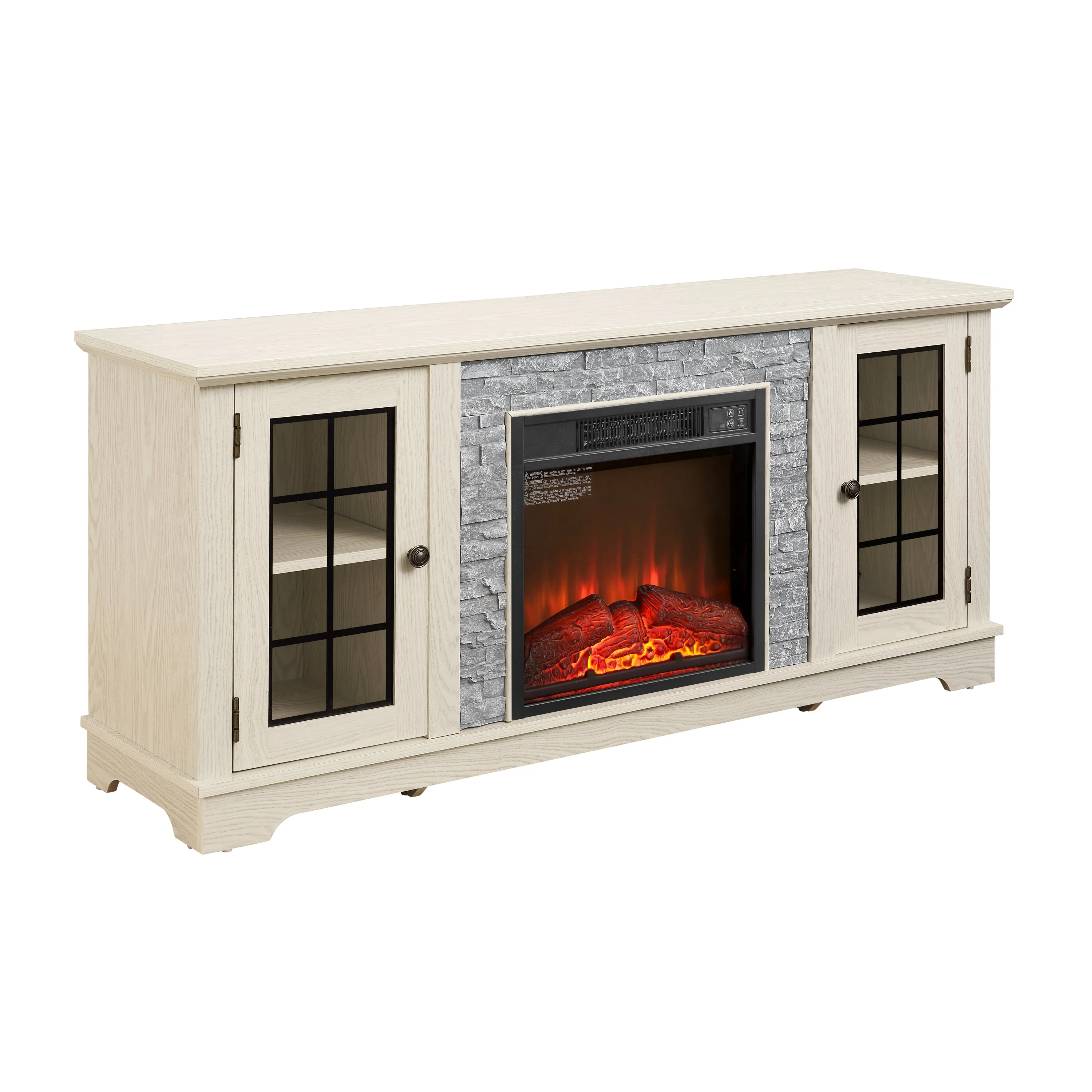 58" Modern TV Stand with Electric Fireplace and Storage - Image 17