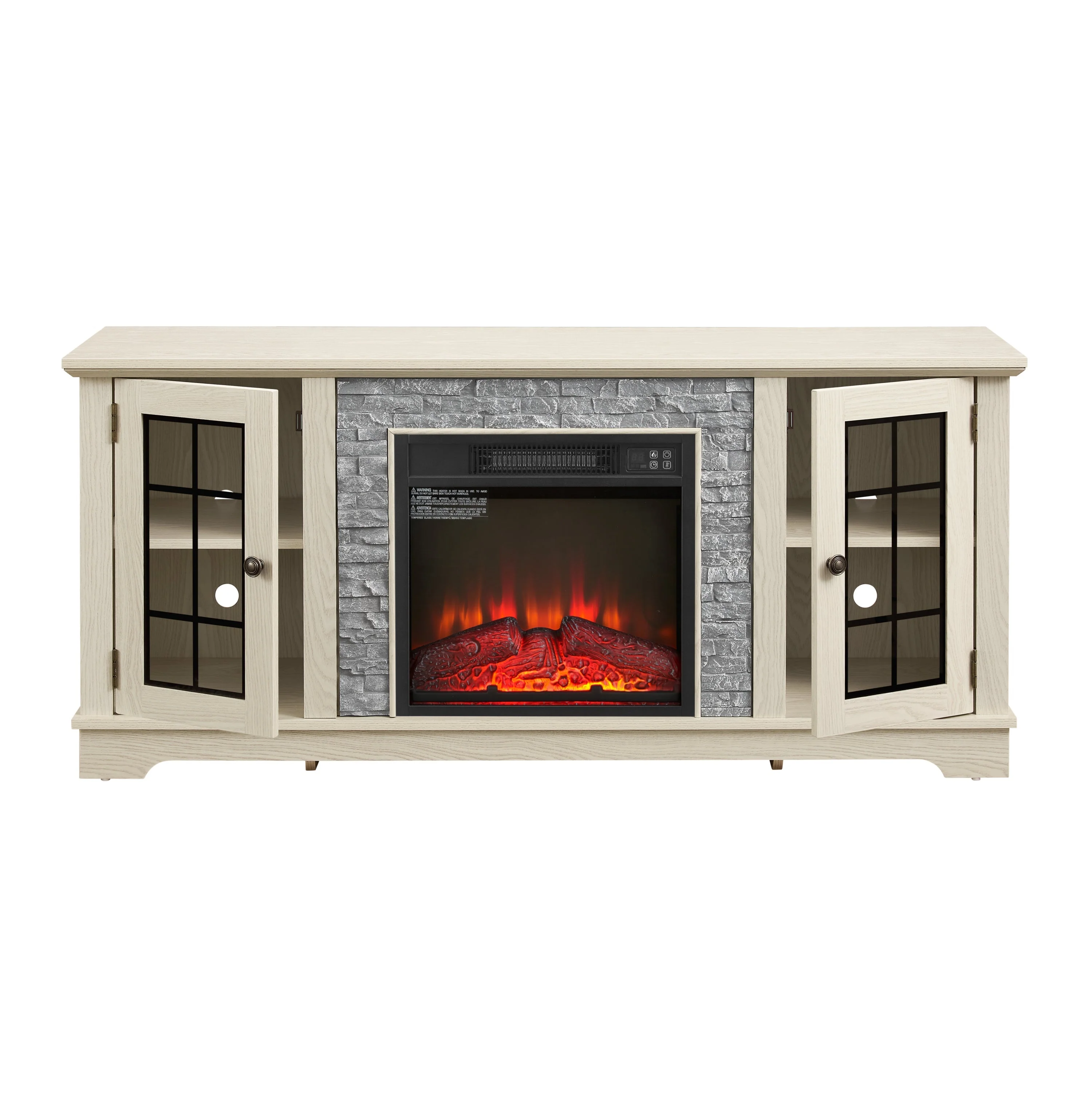 58" Modern TV Stand with Electric Fireplace and Storage - Image 18