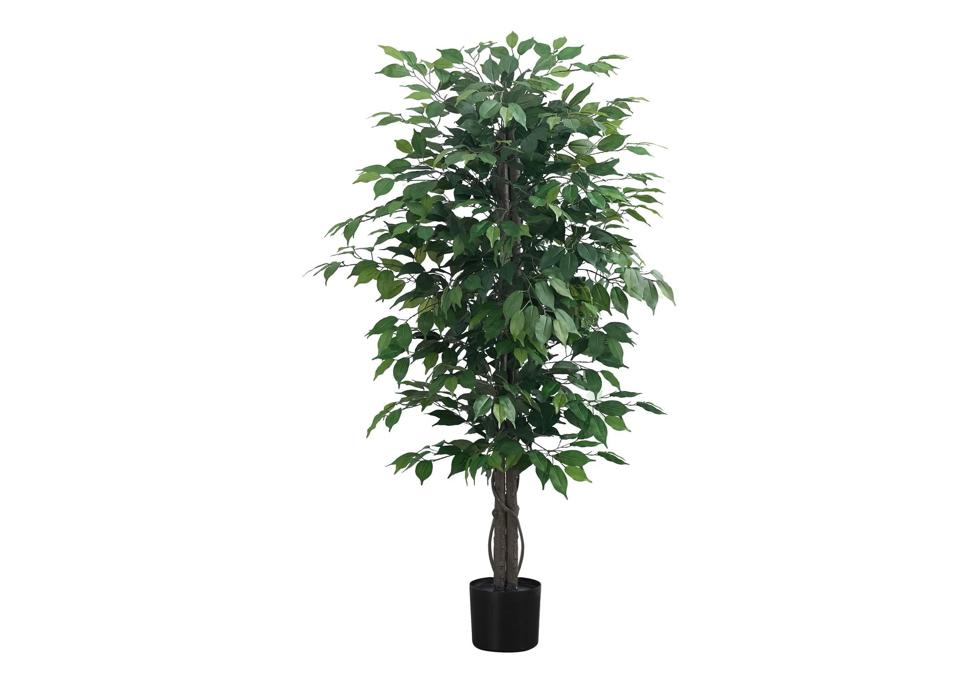 58" Tall, Artificial Plant, Ficus Tree, Indoor, Faux, Fake, Floor, Greenery, Potted, Decorative - Green / Black - Image 4