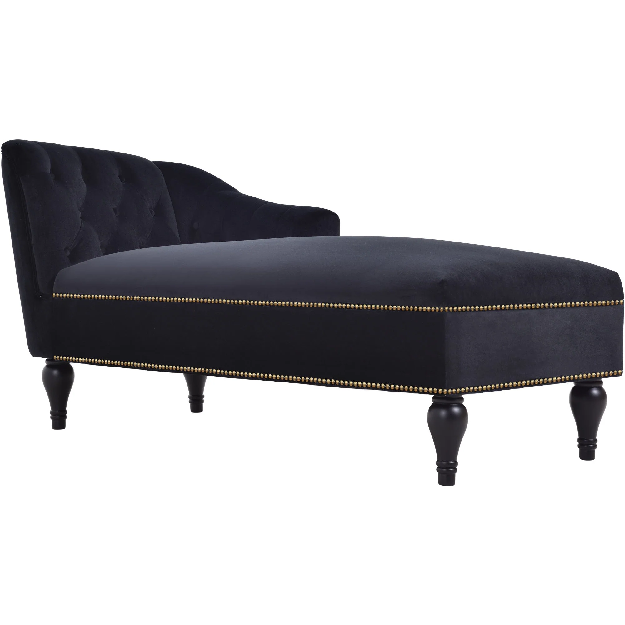 58" Velvet Chaise Lounge with Nailhead Trim and Solid Wood Legs - Image 13