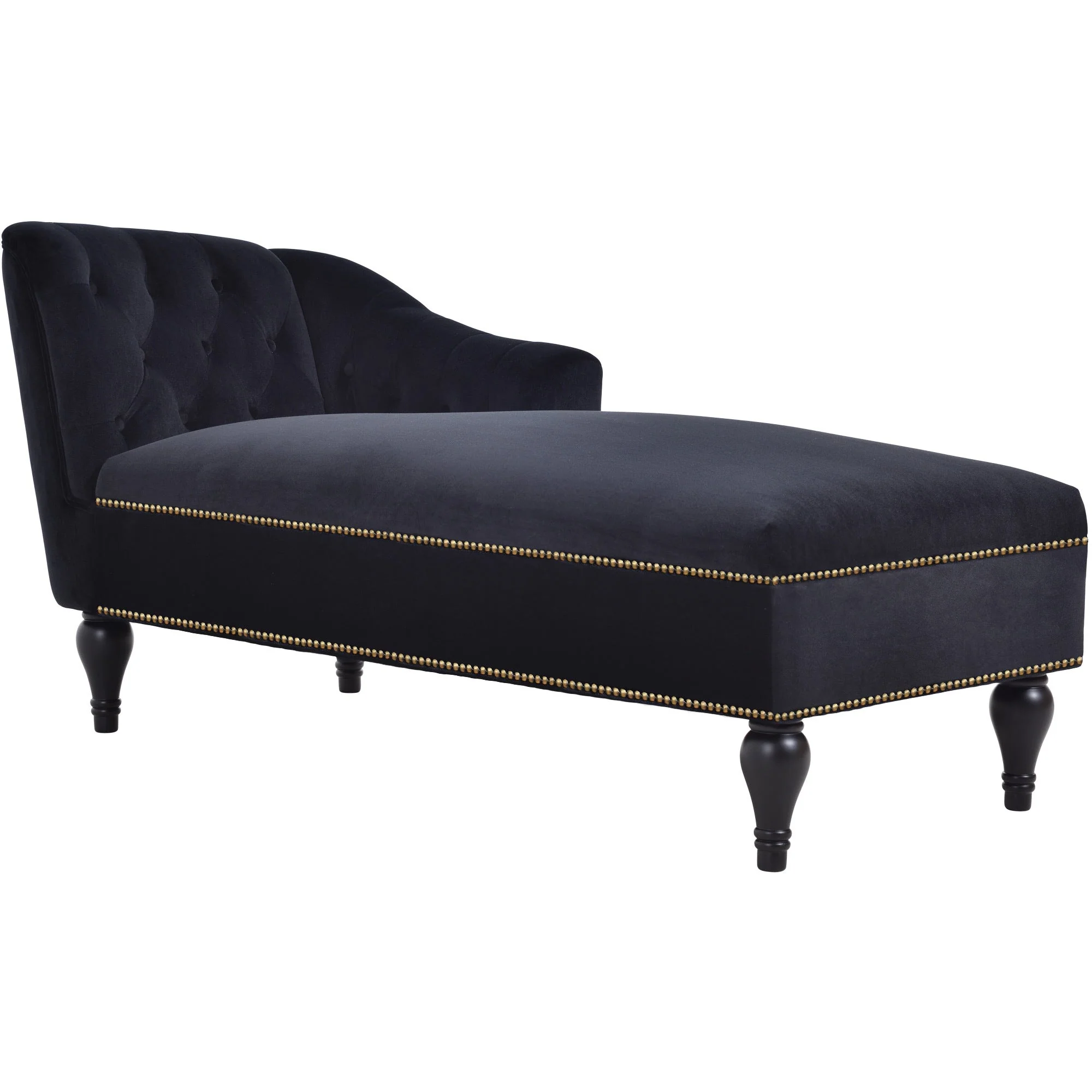 58" Velvet Chaise Lounge with Nailhead Trim and Solid Wood Legs - Image 14