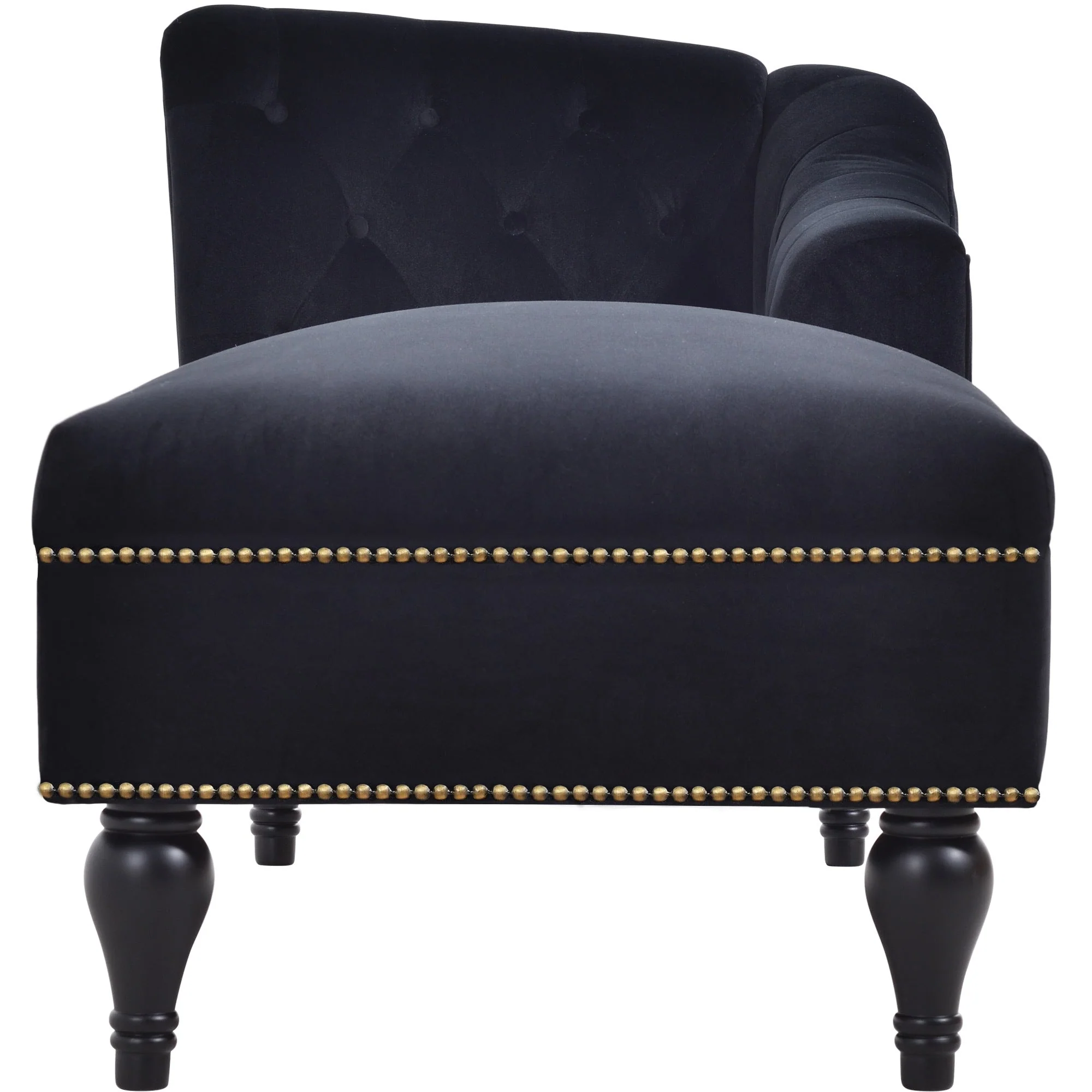 58" Velvet Chaise Lounge with Nailhead Trim and Solid Wood Legs - Image 15