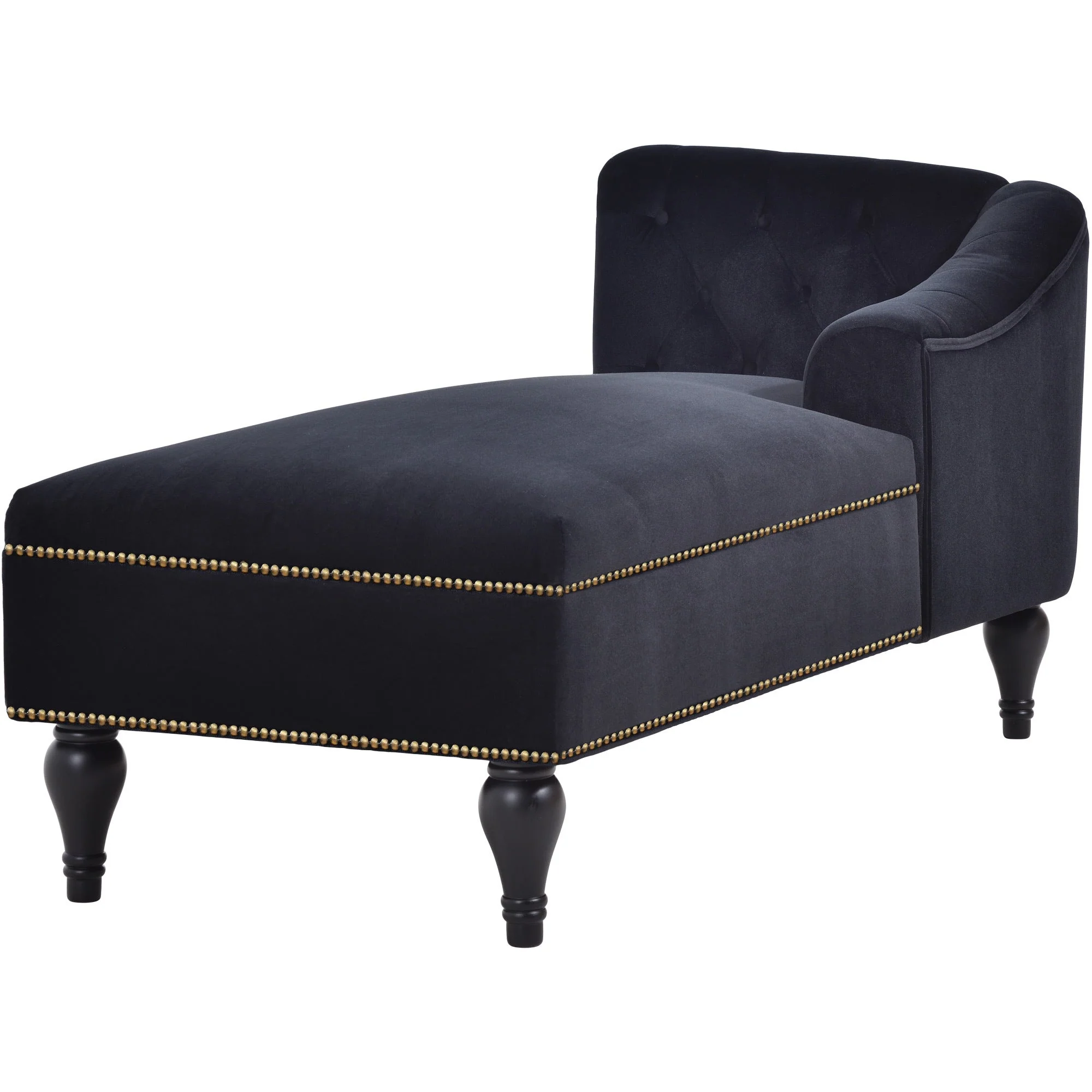 58" Velvet Chaise Lounge with Nailhead Trim and Solid Wood Legs - Image 16