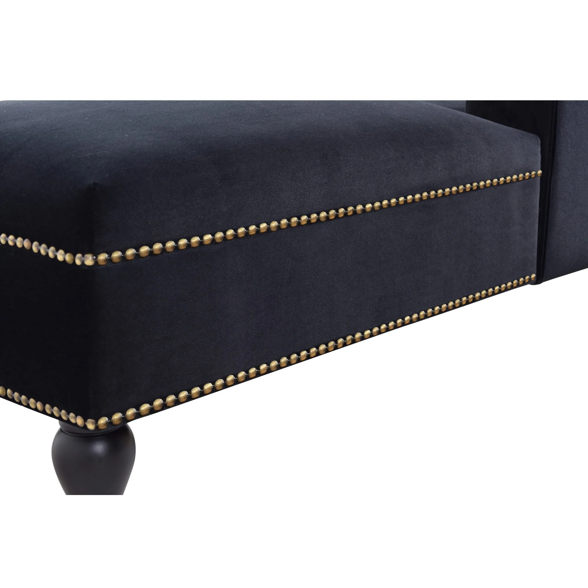 58" Velvet Chaise Lounge with Nailhead Trim and Solid Wood Legs - Image 20