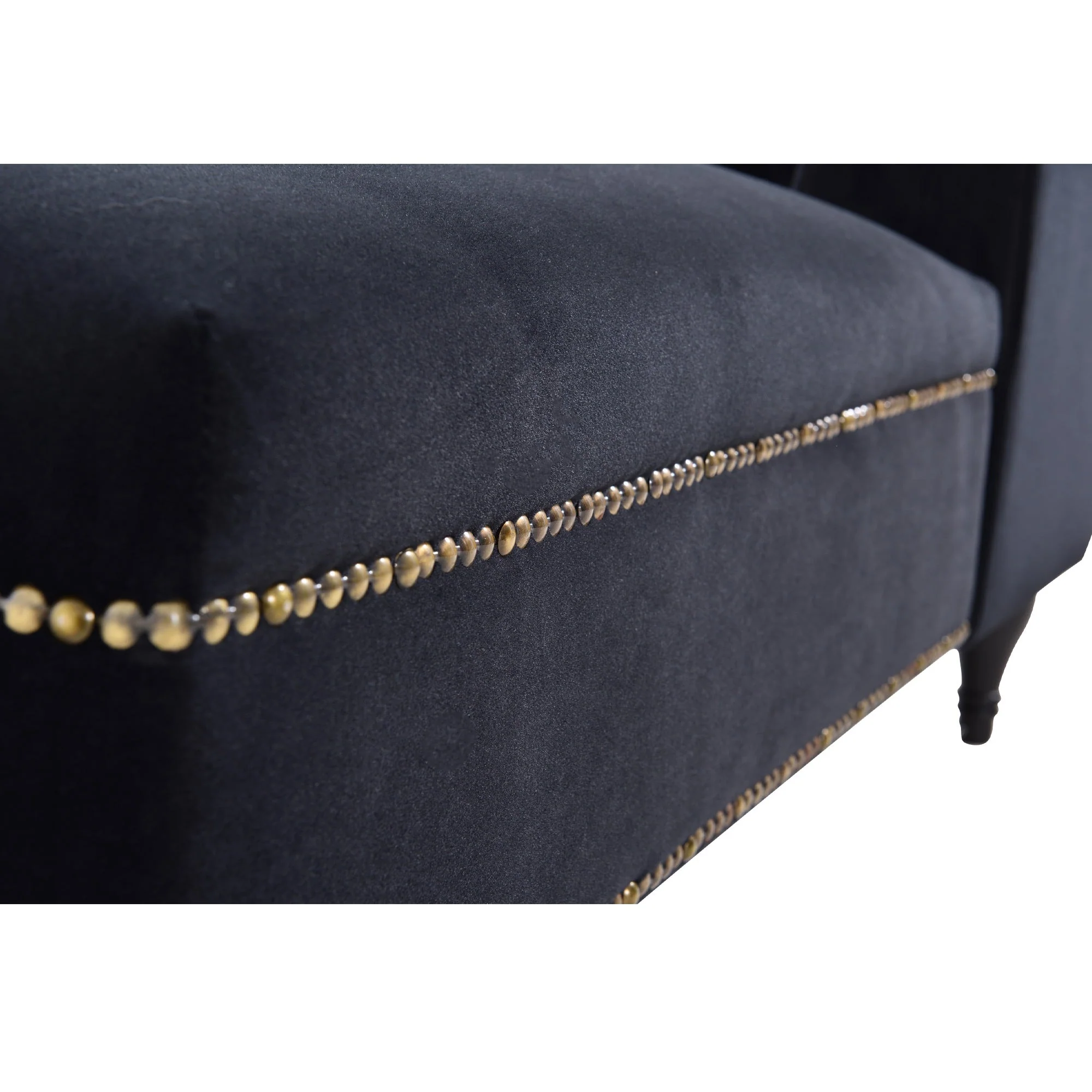 58" Velvet Chaise Lounge with Nailhead Trim and Solid Wood Legs - Image 24