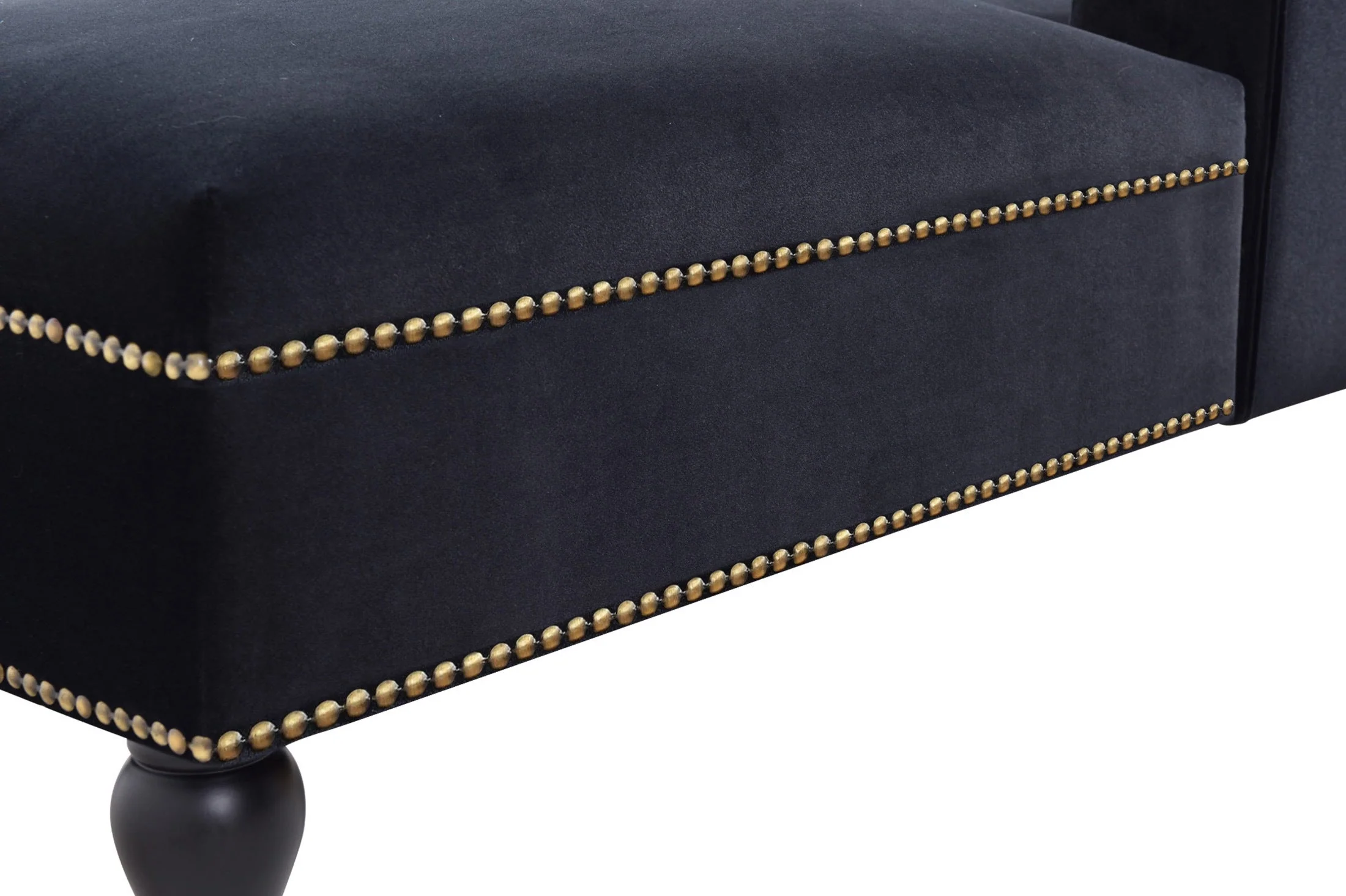 58" Velvet Chaise Lounge with Nailhead Trim and Solid Wood Legs - Image 36