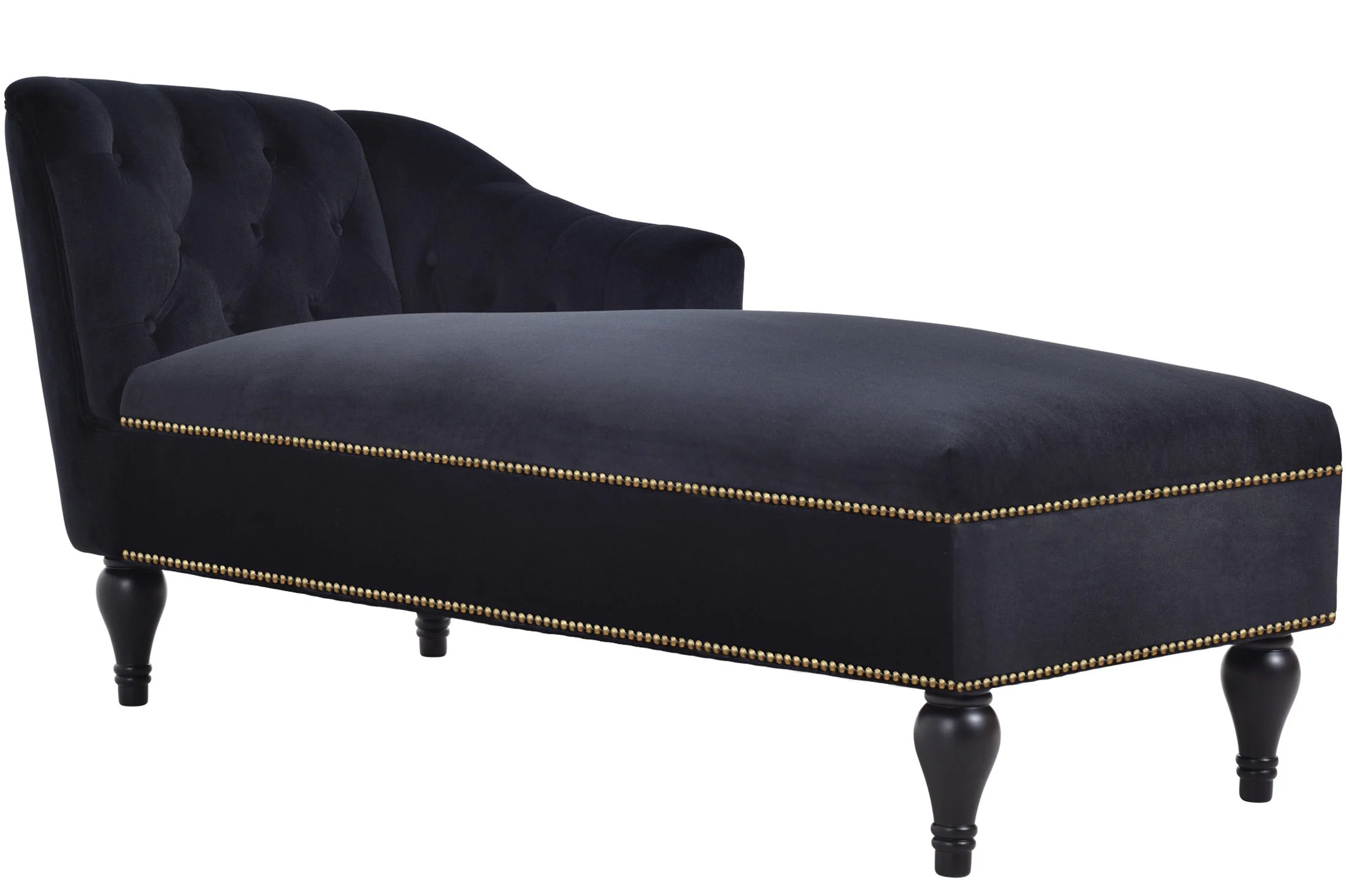 58" Velvet Chaise Lounge with Nailhead Trim and Solid Wood Legs - Image 42