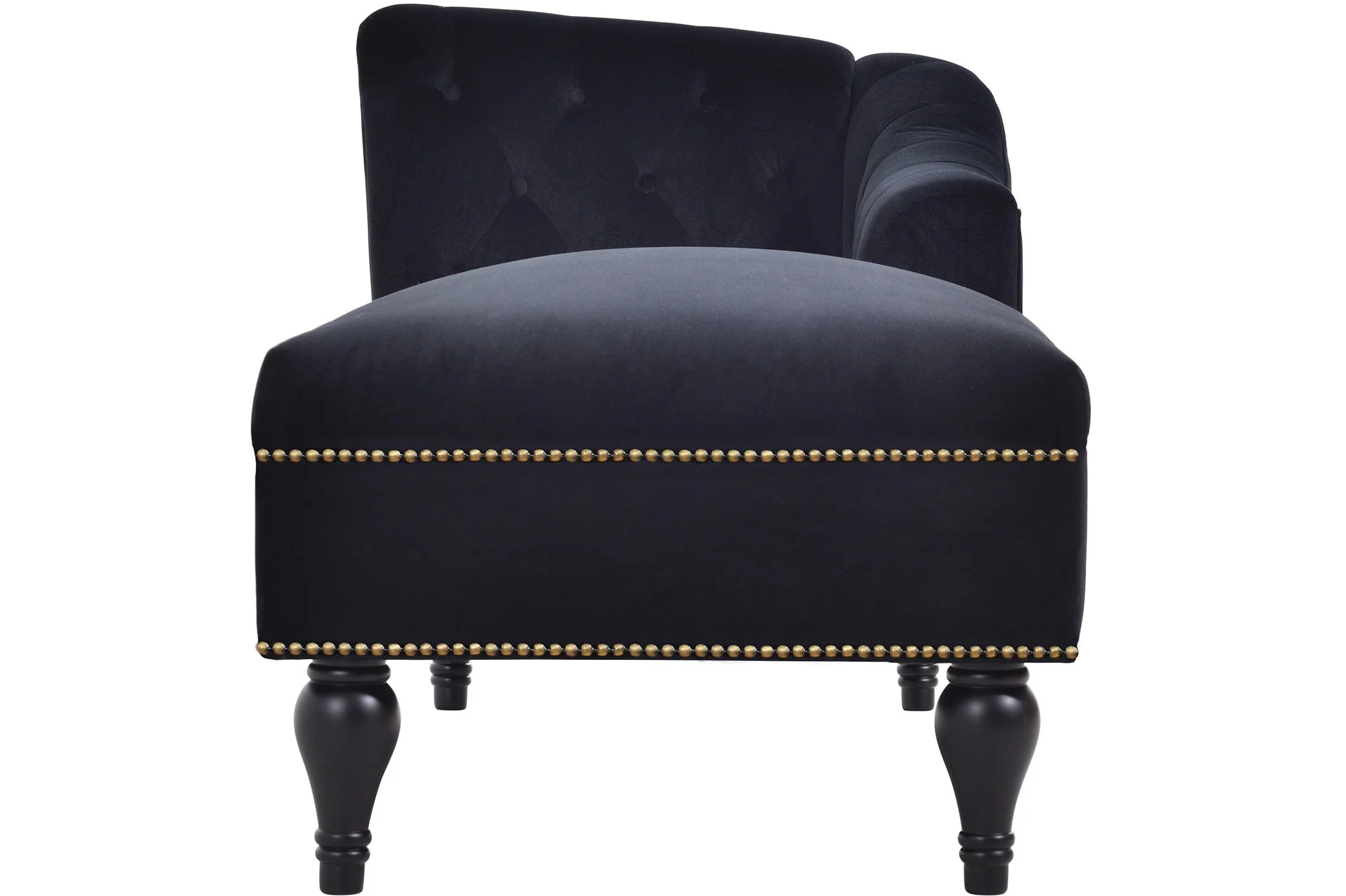 58" Velvet Chaise Lounge with Nailhead Trim and Solid Wood Legs - Image 43