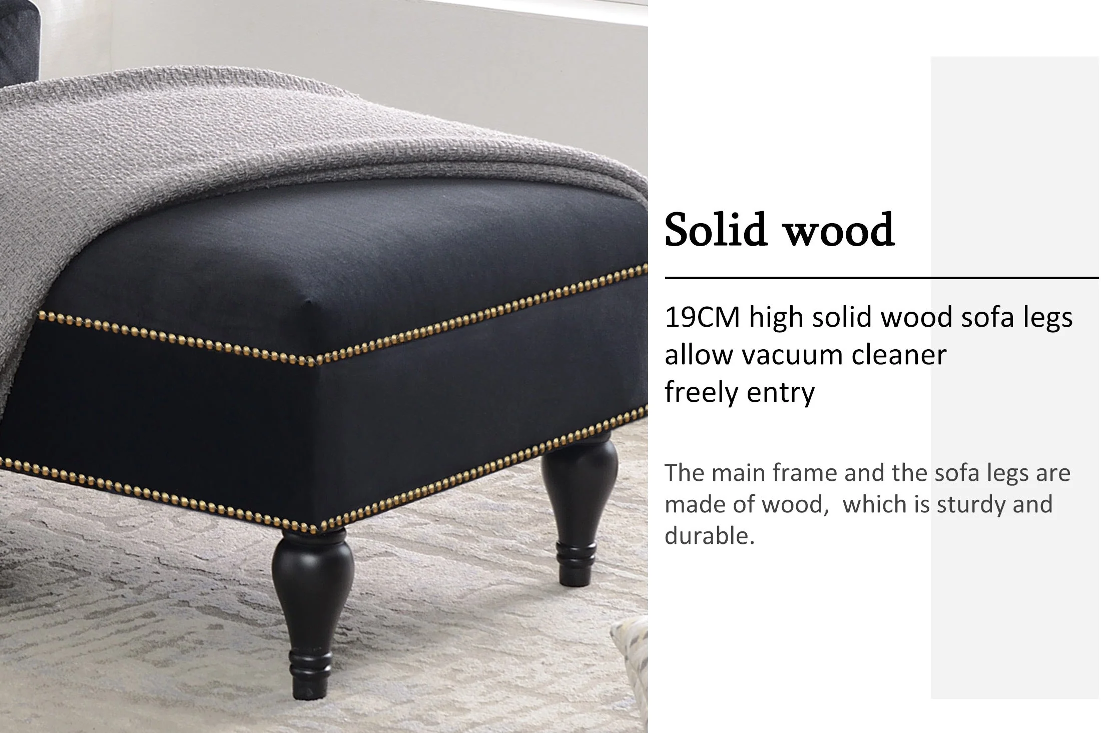 58" Velvet Chaise Lounge with Nailhead Trim and Solid Wood Legs - Image 48