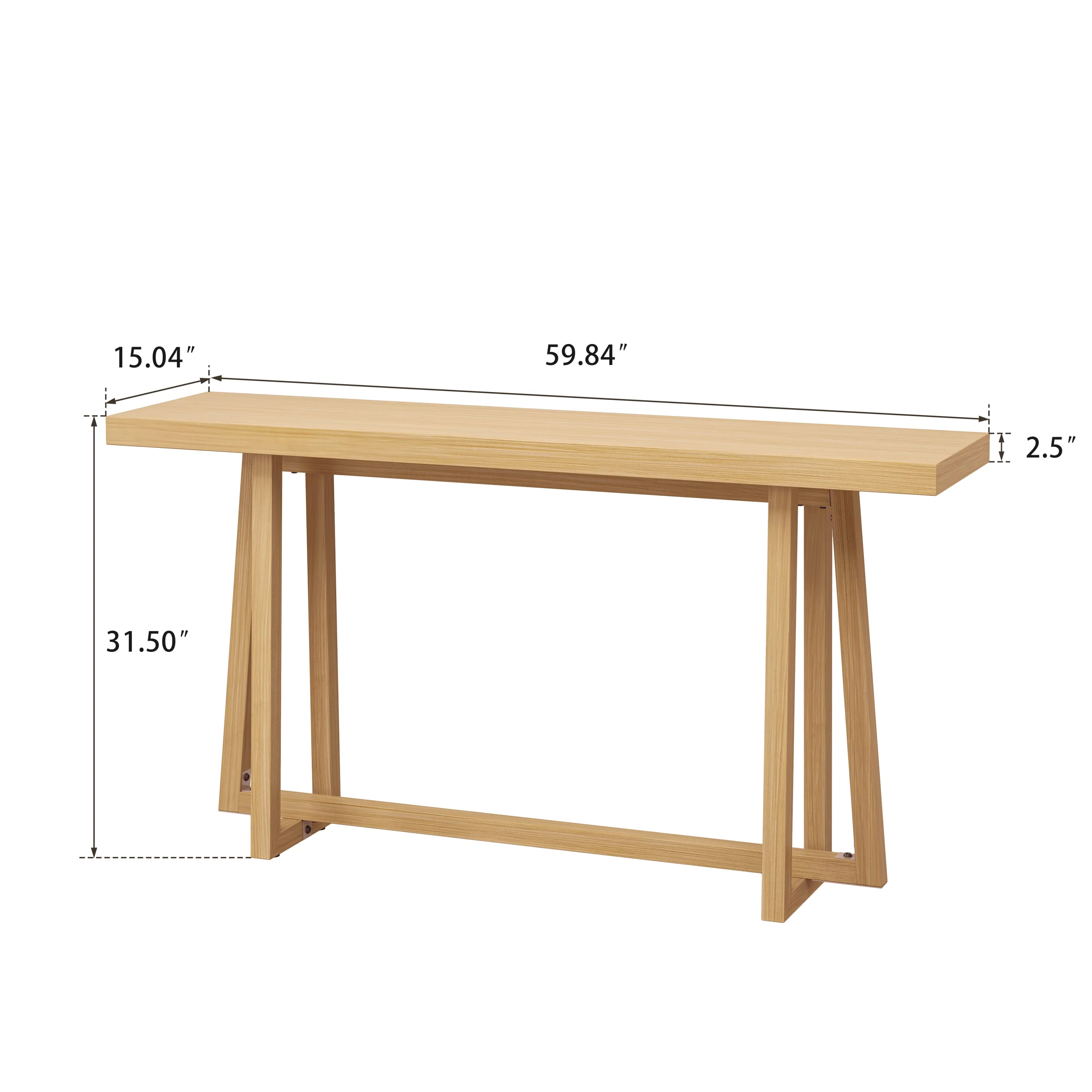 59.84'' Console Table - Natural Finish - Image 3