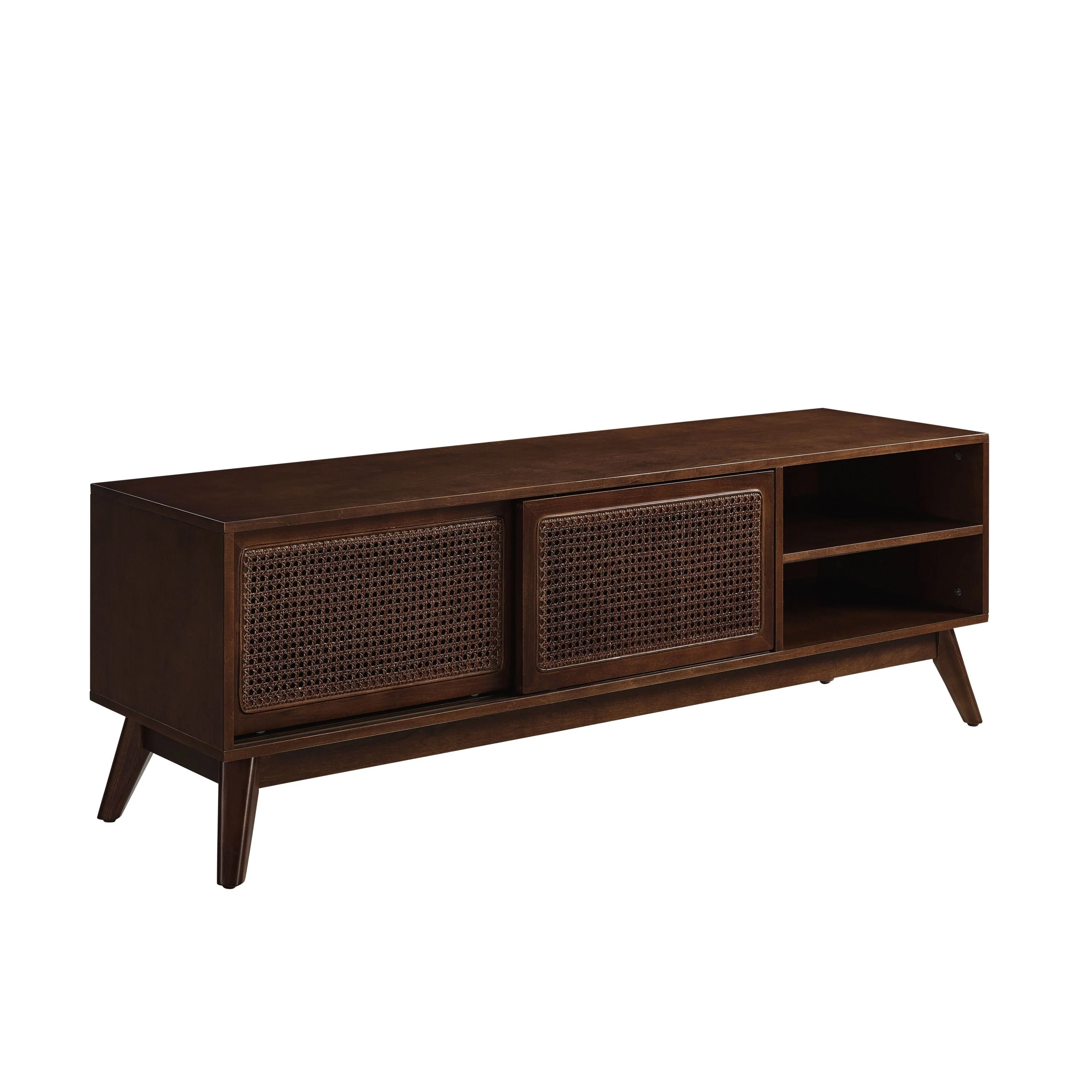 59 Inch Mid Century Modern Rattan TV Stand for 65 Inch TV - Image 10