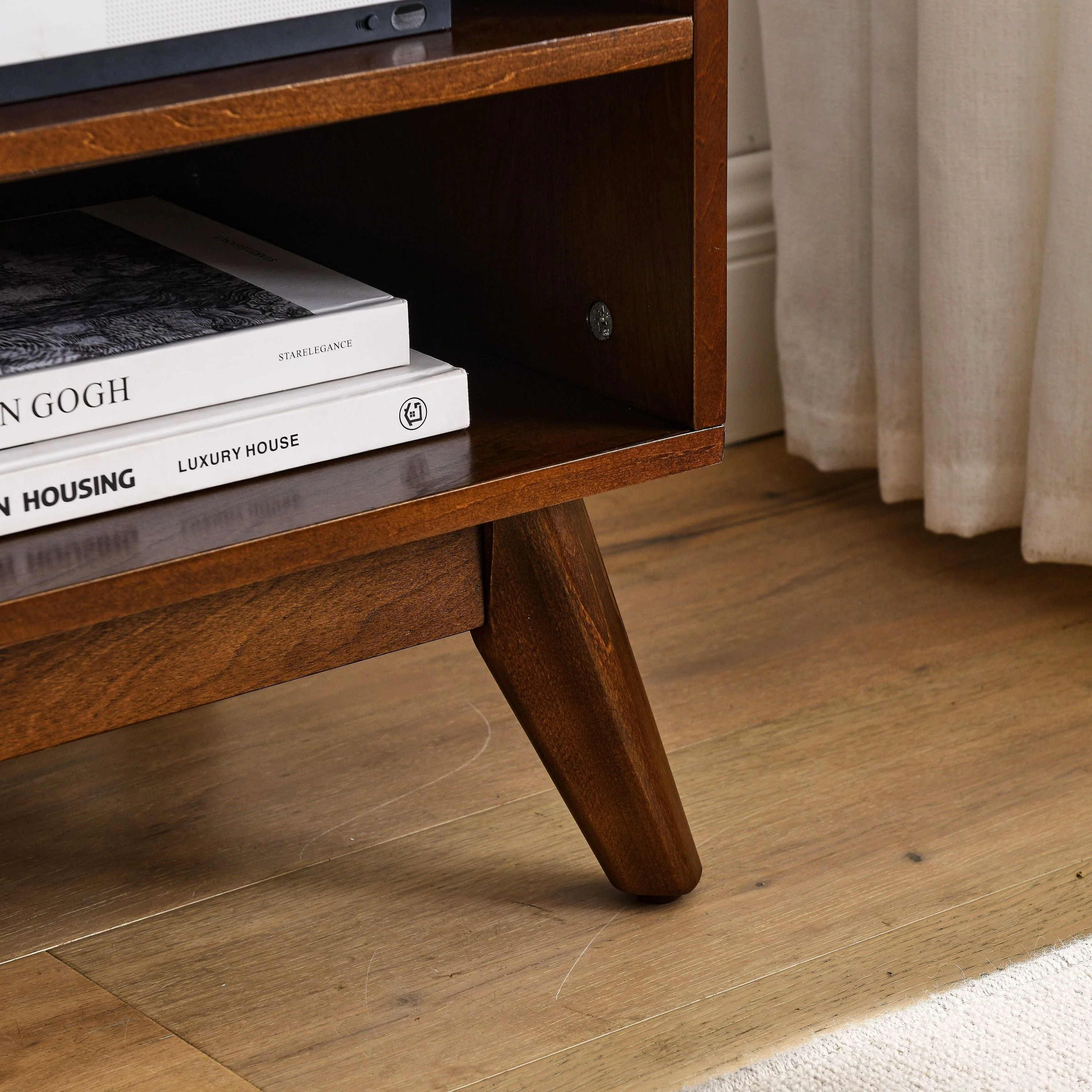 59 Inch Mid Century Modern Rattan TV Stand for 65 Inch TV - Image 5