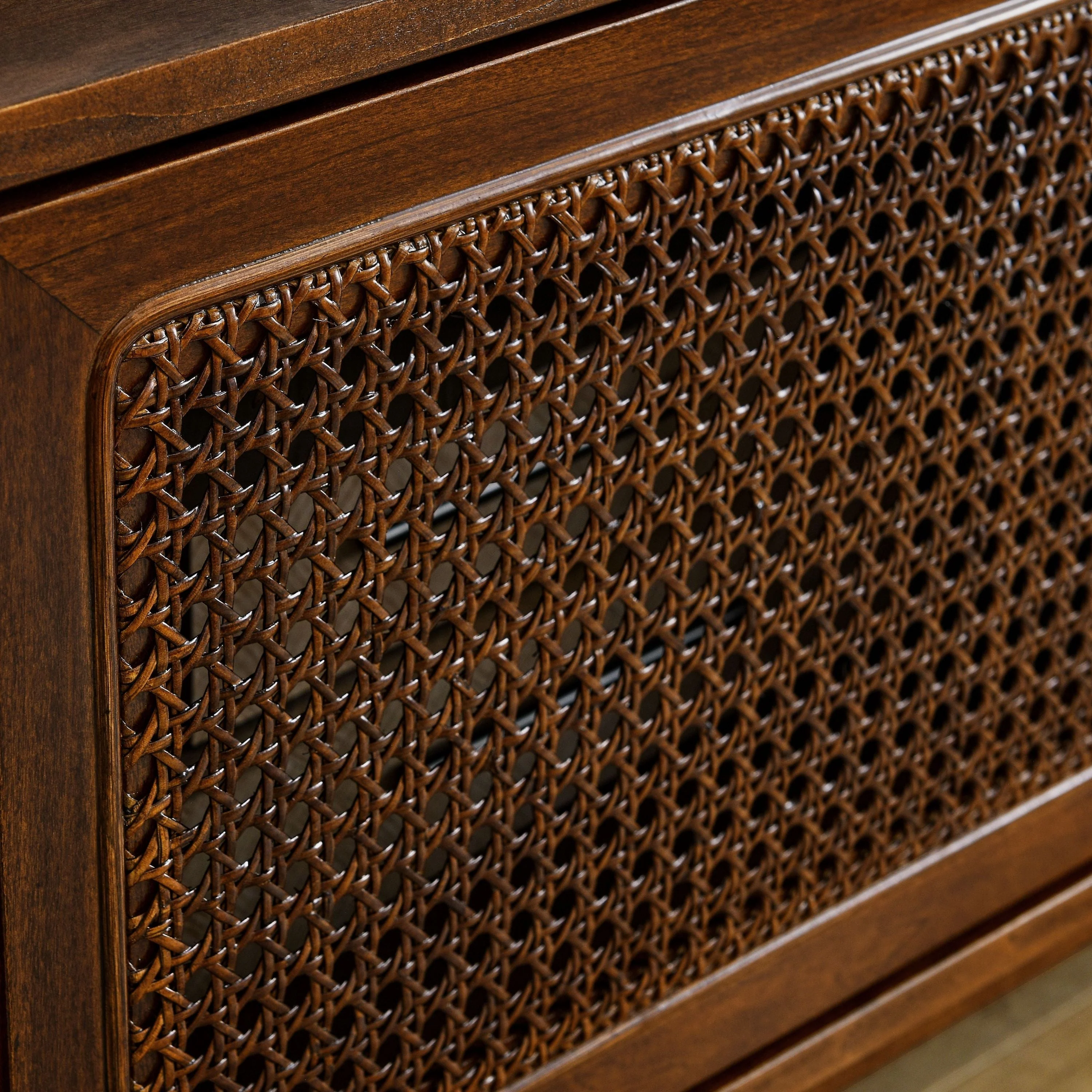 59 Inch Mid Century Modern Rattan TV Stand for 65 Inch TV - Image 7