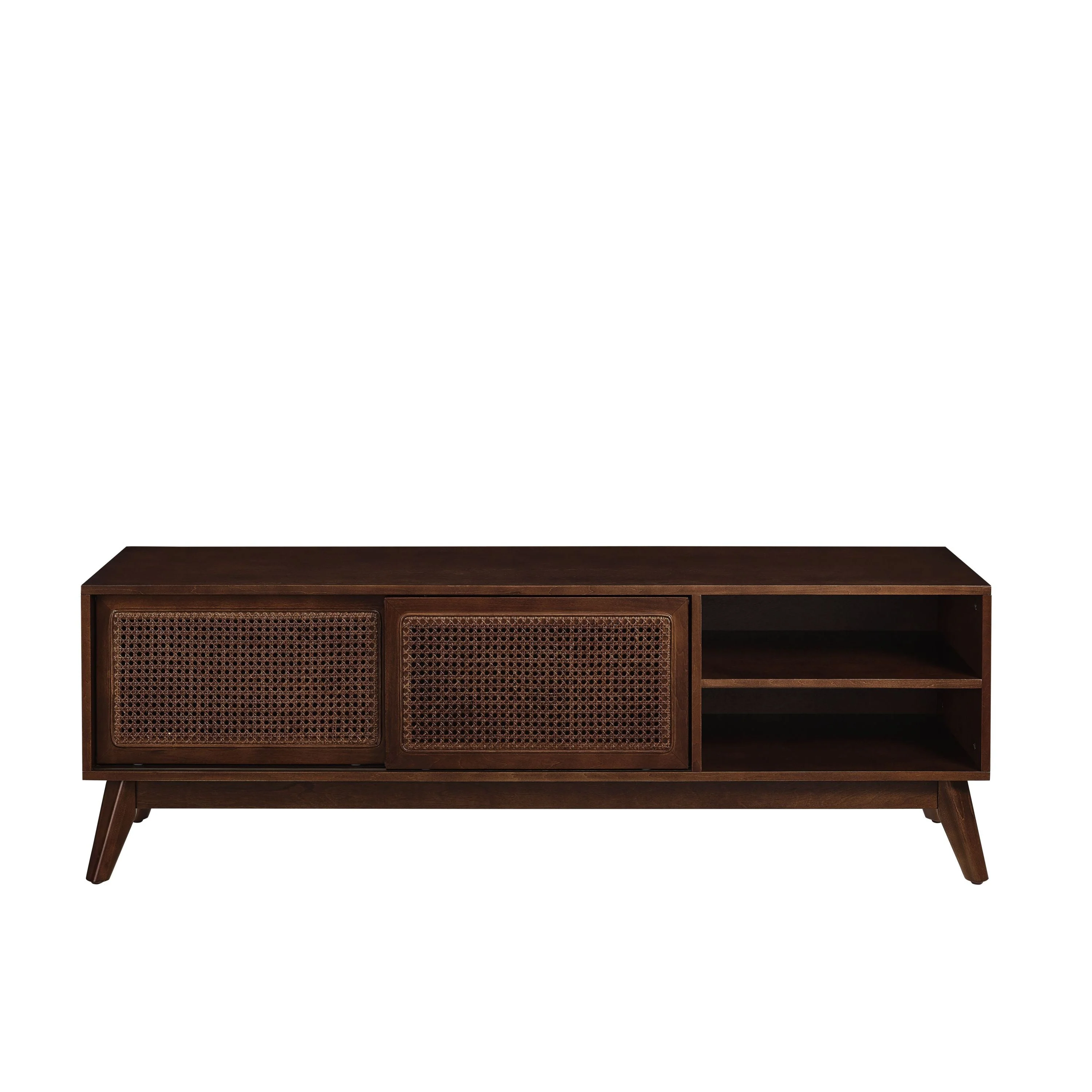 59 Inch Mid Century Modern Rattan TV Stand for 65 Inch TV - Image 9