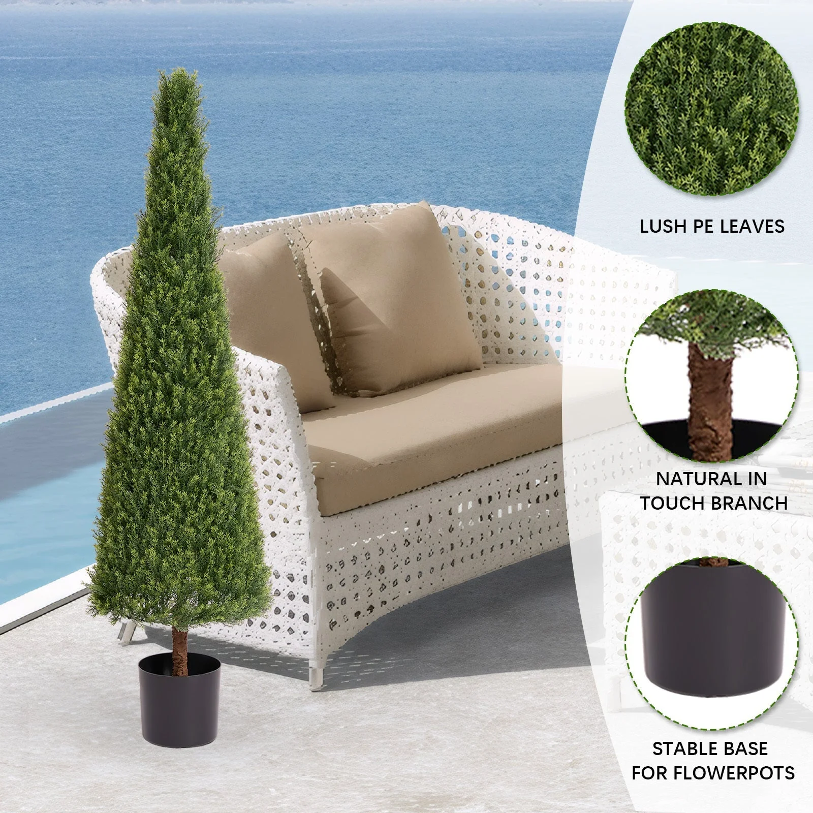 5FT Conical Topiary Cedar Trees Artificial Outdoor Lifelike Faux Evergreen - Image 10